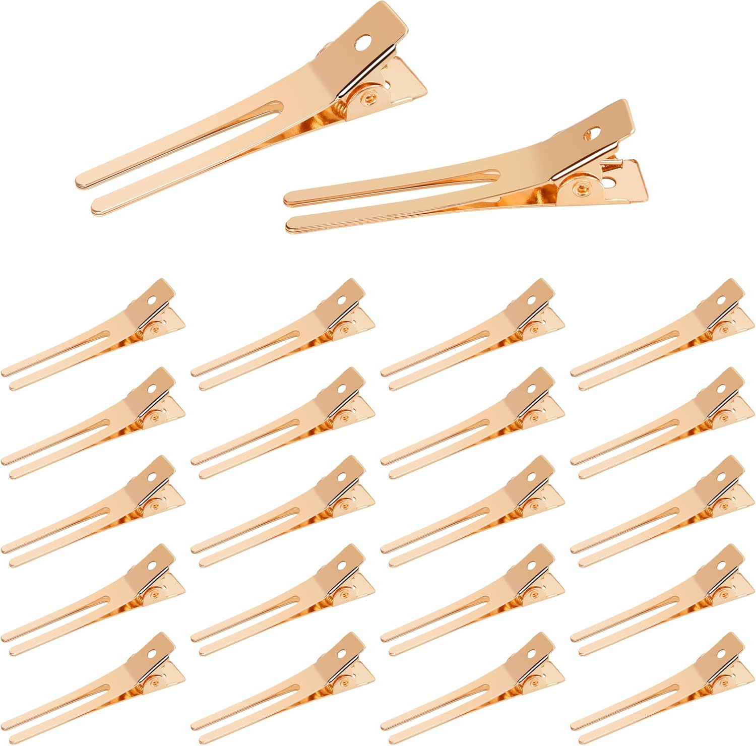 50Pcs Hairdressing Double Prong Curl Clips, 1.8Inch Curl Setting Section Hair Clips Metal Alligator Clips Hairpins for Hair Bow Great Pin Curl Clip Styling Clips for Hair Salon Barber (Silver)