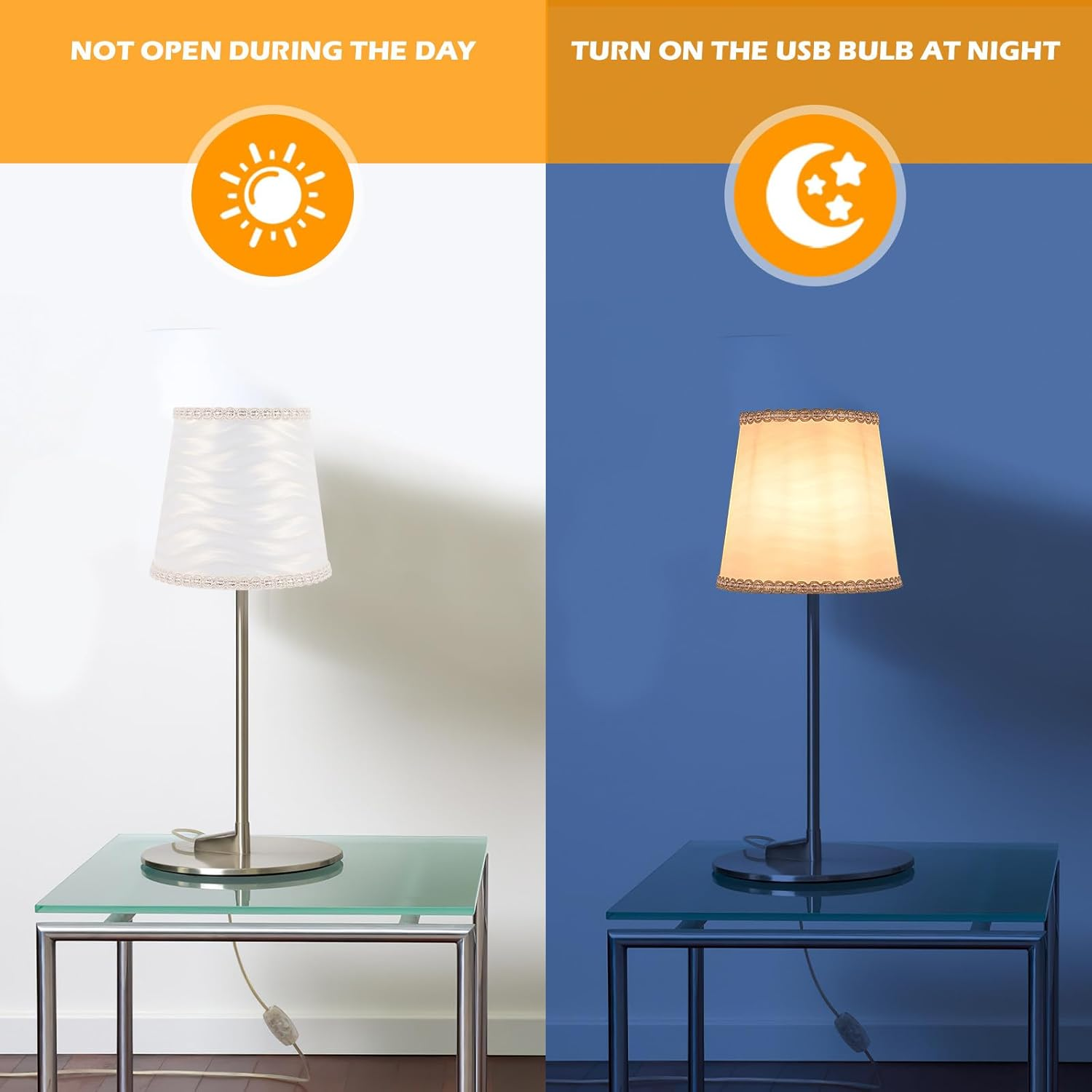 RUNROTOO Clip-On Composite Fabric Lamp Shade with Reflective Wave Pattern, Small Hanging Lampshade and Table Lamps, Protective Cover for Dining and Living Room Lighting image number 1