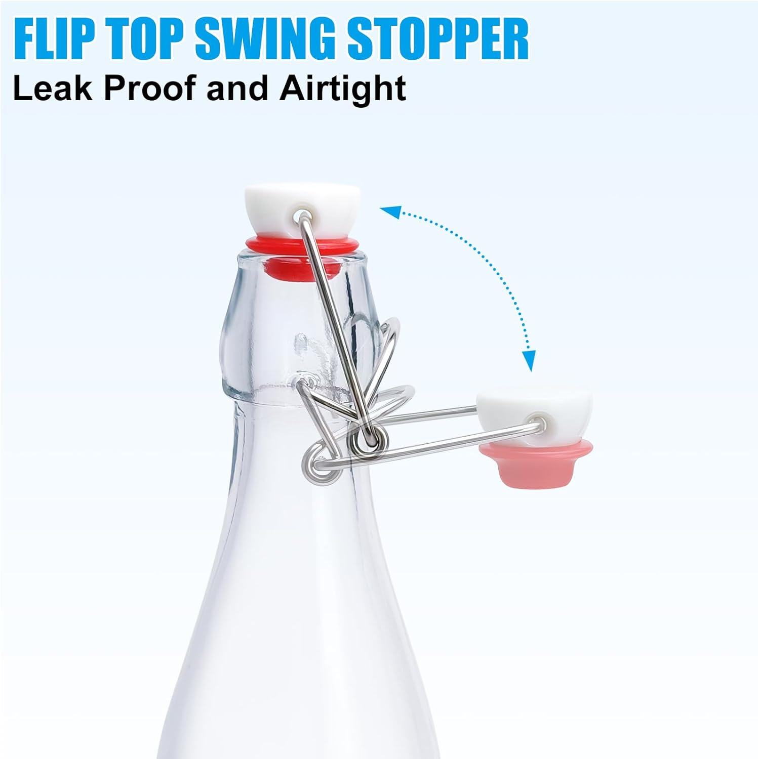 2 Pack Swing Top Glass Bottles 16Oz, Flip Top Glass Bottle with Airtight Lid for Fermentation, Kombucha, Mead, Vanilla Extract, Coquito, Vinegar, Beer, Kefir, Wine, Soda, Juice, Oil for Home Brewing image number 2