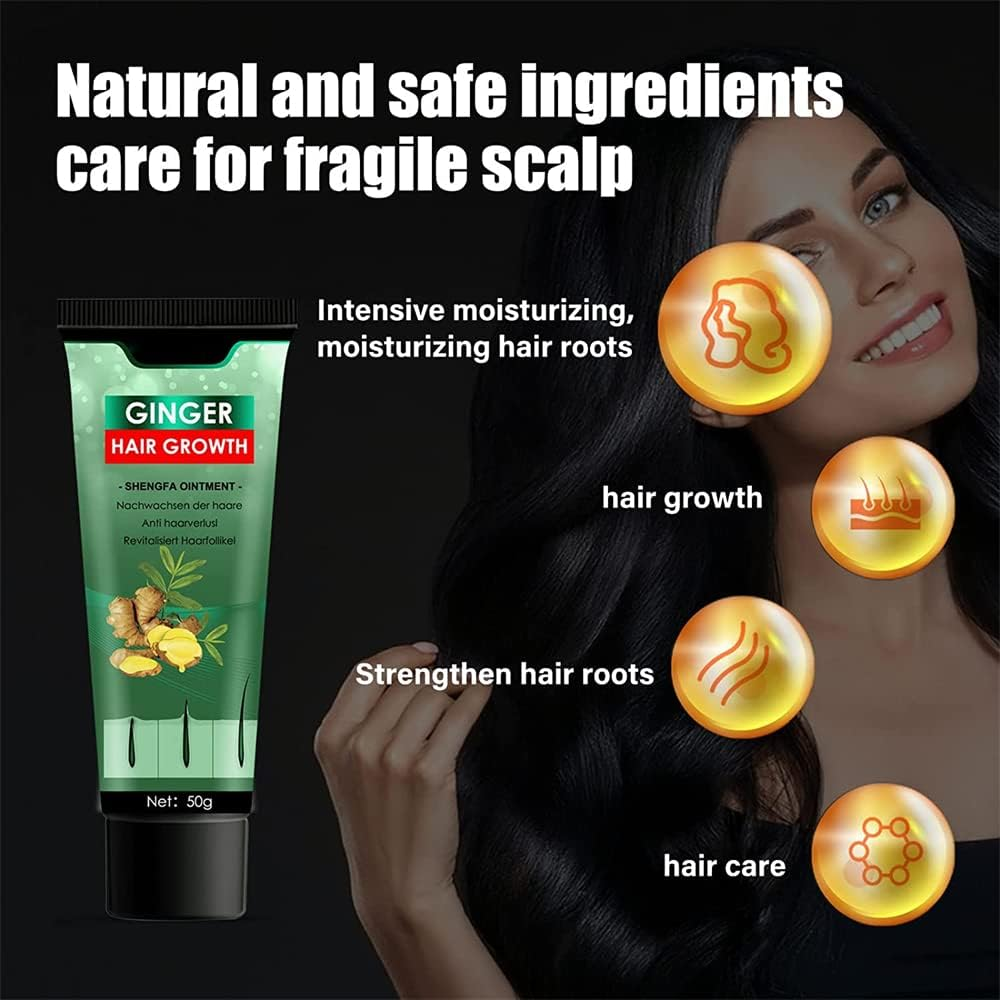 2Pcs Ginger Hair Growth Ointment,50G Natural Hair Boost Ginger Cream,Anti-Loss Dense Hair Care Serum for Thinning Hair and Hair Loss,Fast Hair Growth image number 3