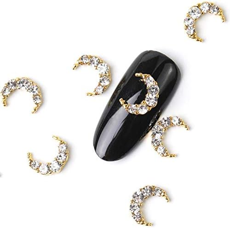 10 Pcs DIY 3D Moon Shape Nail Rhinestones for Nail Art Decorations Design Alloy Manicure Accessories 7X9Mm Zhengpingpai image number 4