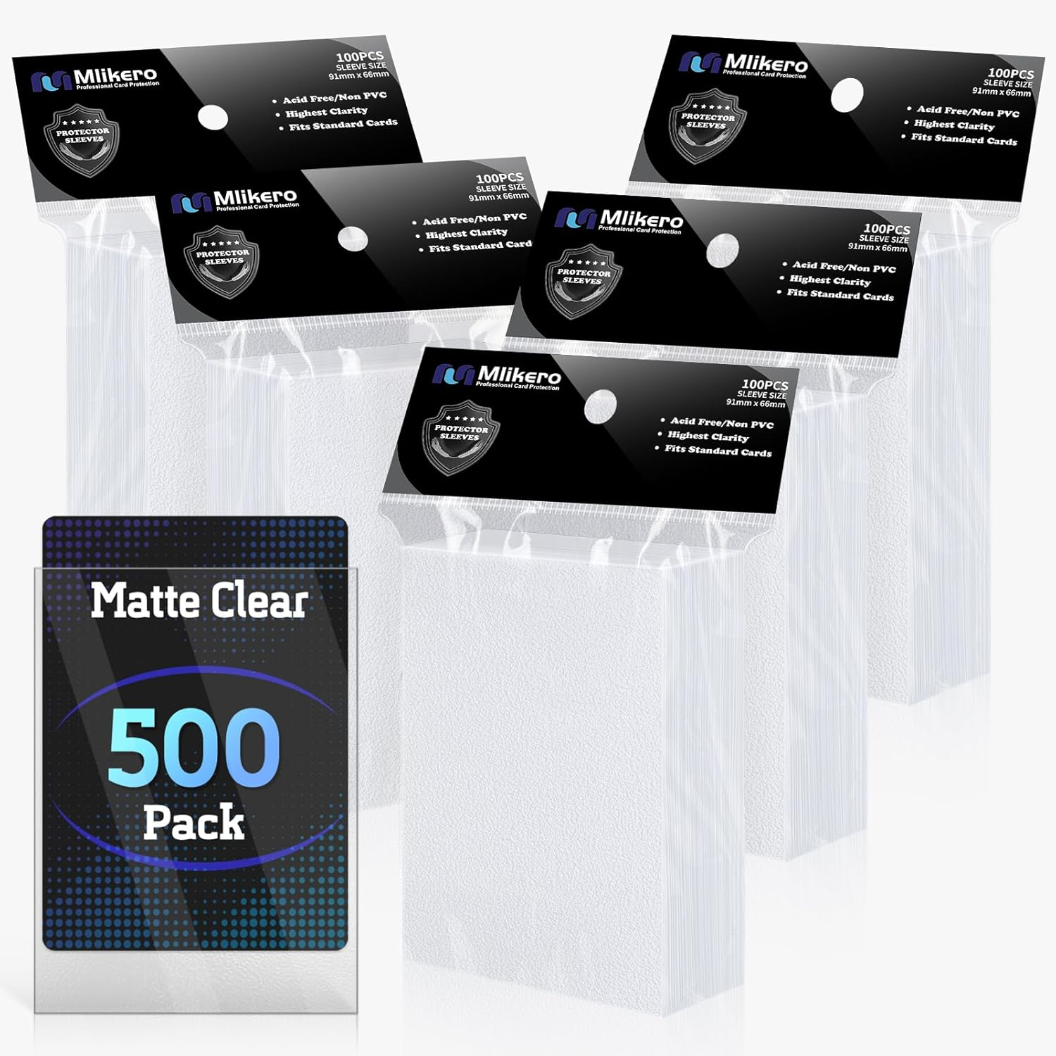 500 Count Matte Card Sleeves - Deck Protectors for MTG, Baseball, Sports & Game Cards (Matte Blue)
