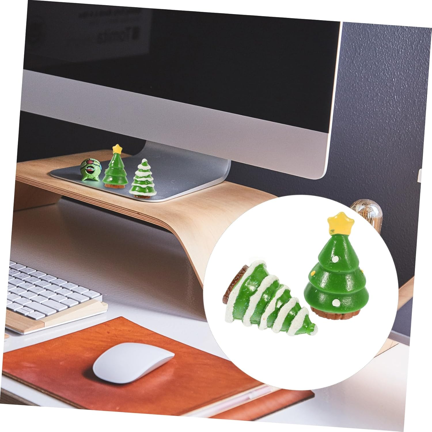 12Pcs Mini Christmas Tree Decoration Landscape Santa Snowman Ornaments for Holiday Home Decor for Desks Cars Cozy Atmosphere image number 3