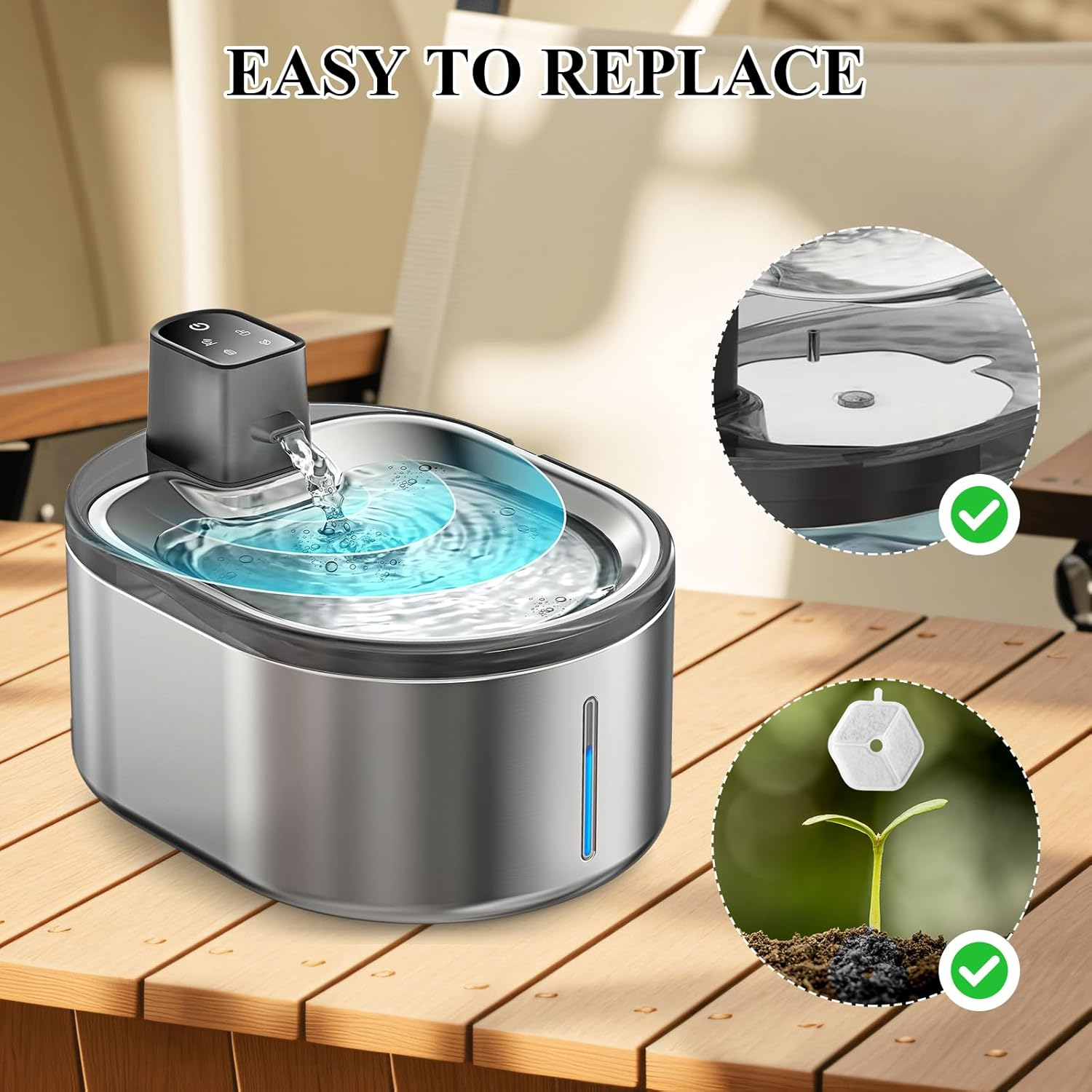 12 Pack Cat Water Fountain Filters for &lrm;Oneisall PTM-643 Wireless Ultra Quiet Stainless Steel 135 FL Oz/4L Cat Fountain for Drinking, Quadruple Filtration Pet Water Filter Replacement image number 6