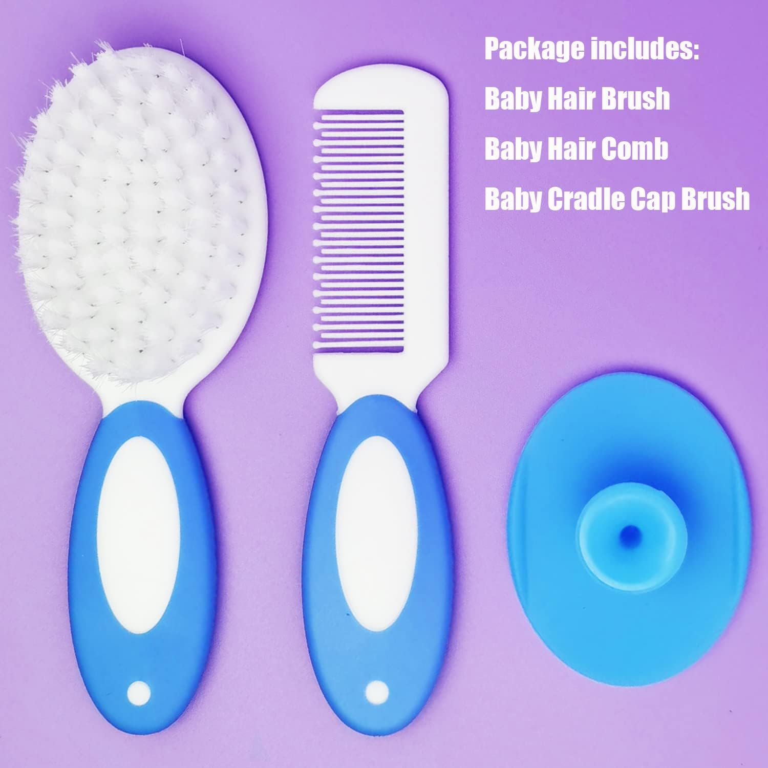 MR LION Baby Hair Brush, Cradle Cap Brush, Baby Hair Comb, Baby Hair Brush and Comb Set for Newborns & Toddlers, Baby Brush Soft Bristles, Ideal for Cradle Cap, Perfect Baby Registry Gift (Blue) image number 1