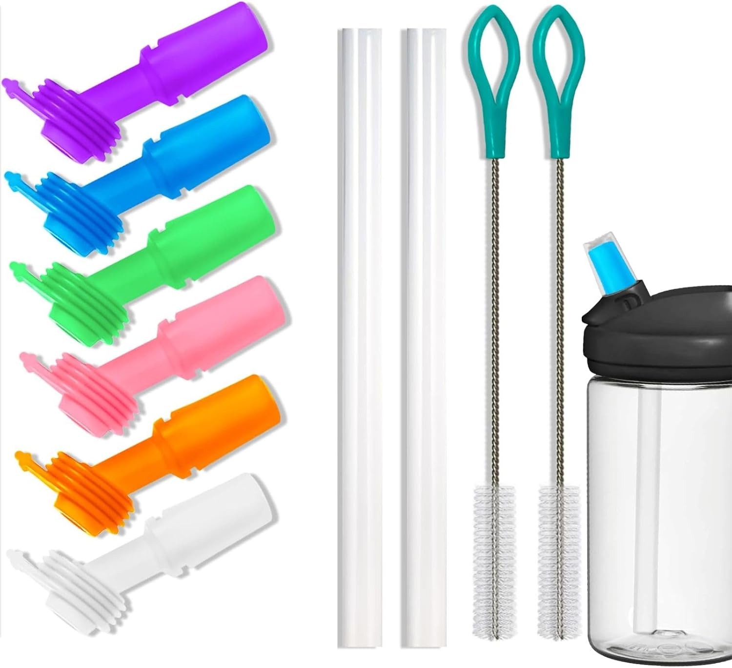 Powerful 6 Pcs Bite Valve and Straw Fit All Camelbak Eddy Kids Water Bottle(6 Bite Valve & 2 Straws & 2 Brushes)