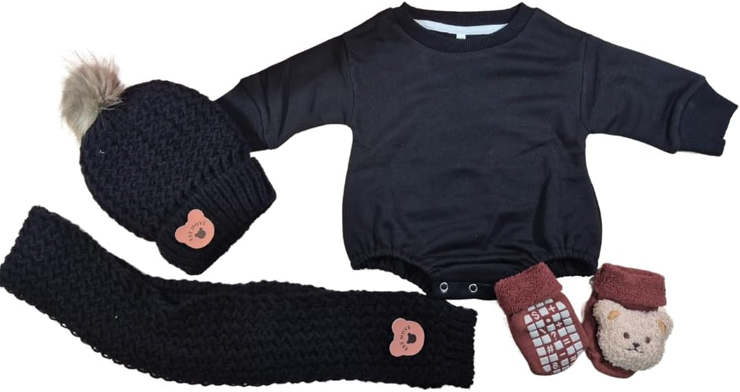 Cozycub Winter Box (2-6 Months) &ndash; Teddy-Themed Baby Gift Set with Warm Clothes, Beanie, Blanket & Accessories | Newborn Winter Essentials for Boys & Girls (Beige)