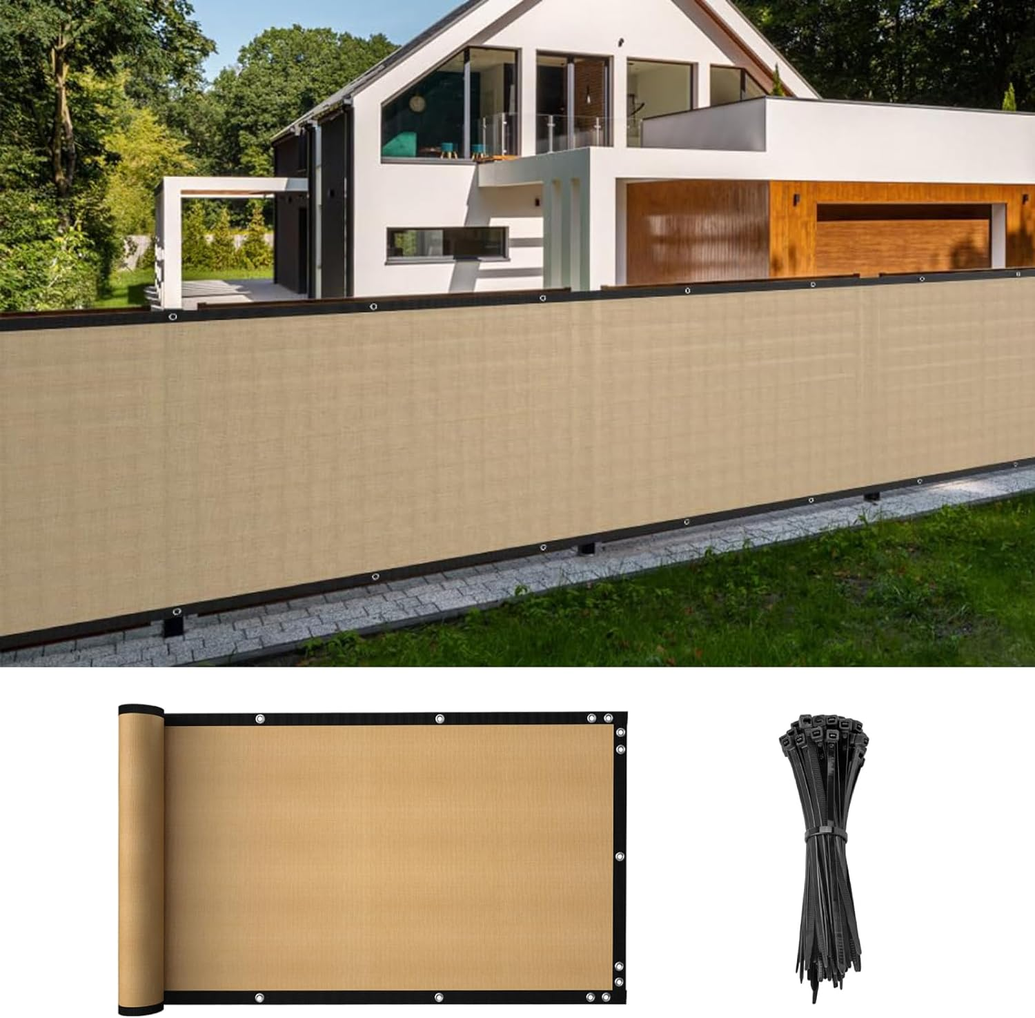 Cliselda 5Ft X 50Ft Privacy Fence Screen, Black Fence Covering Privacy with Grommets, Heavy Duty Fencing Mesh Shade Net Cover for Outdoor Yard Wall Garden Backyard Commercial Residential