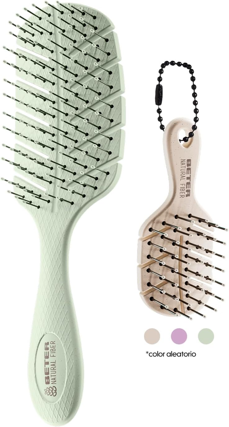 Beter - Natural Fiber Skeleton Anti-Pull Hairbrush + Charm Mini, Detangling, Anti-Tangle and Anti-Breakage, Eco-Friendly image number 2