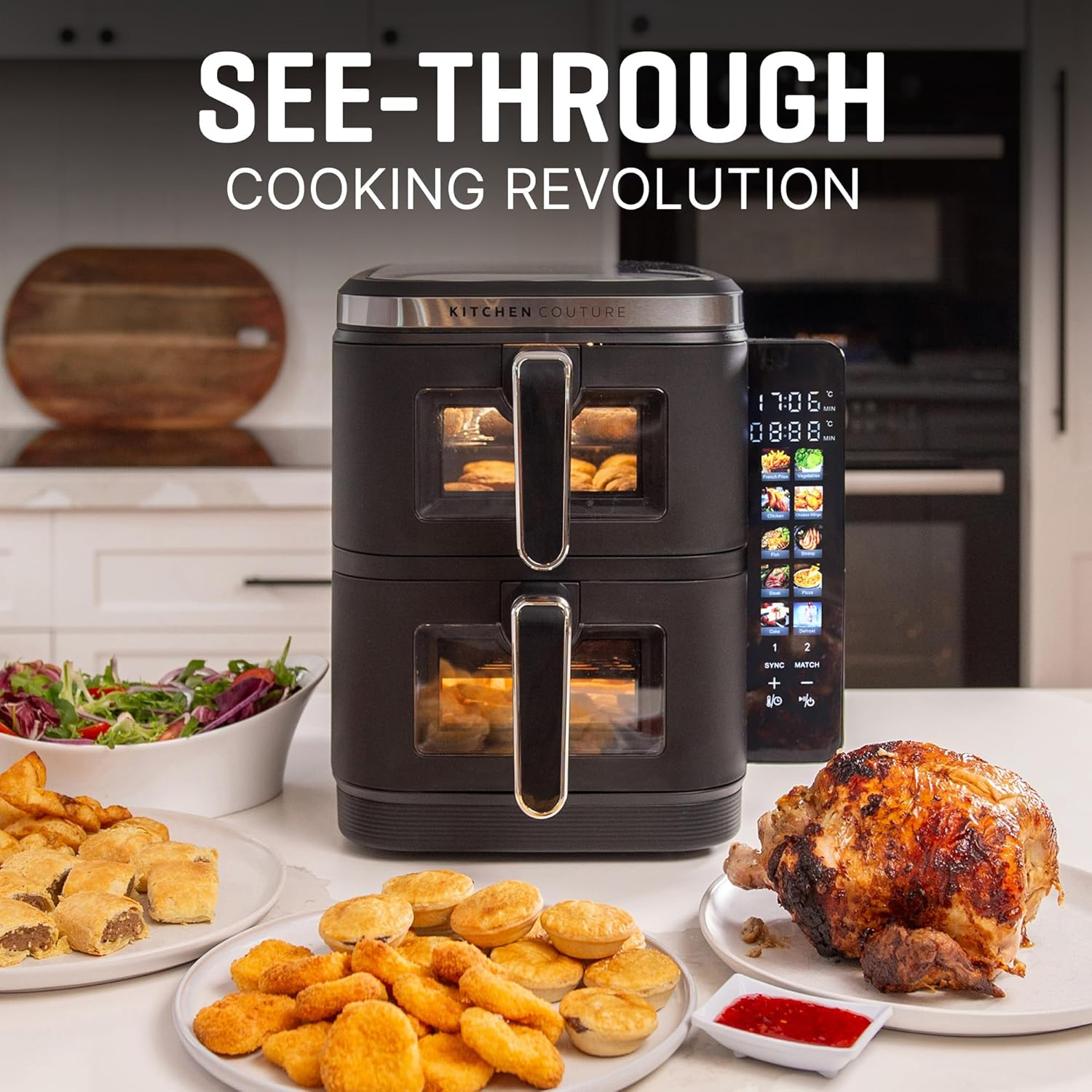 Kitchen Couture 11L Clear View Vertex Dual Draw Air Fryer image number 2