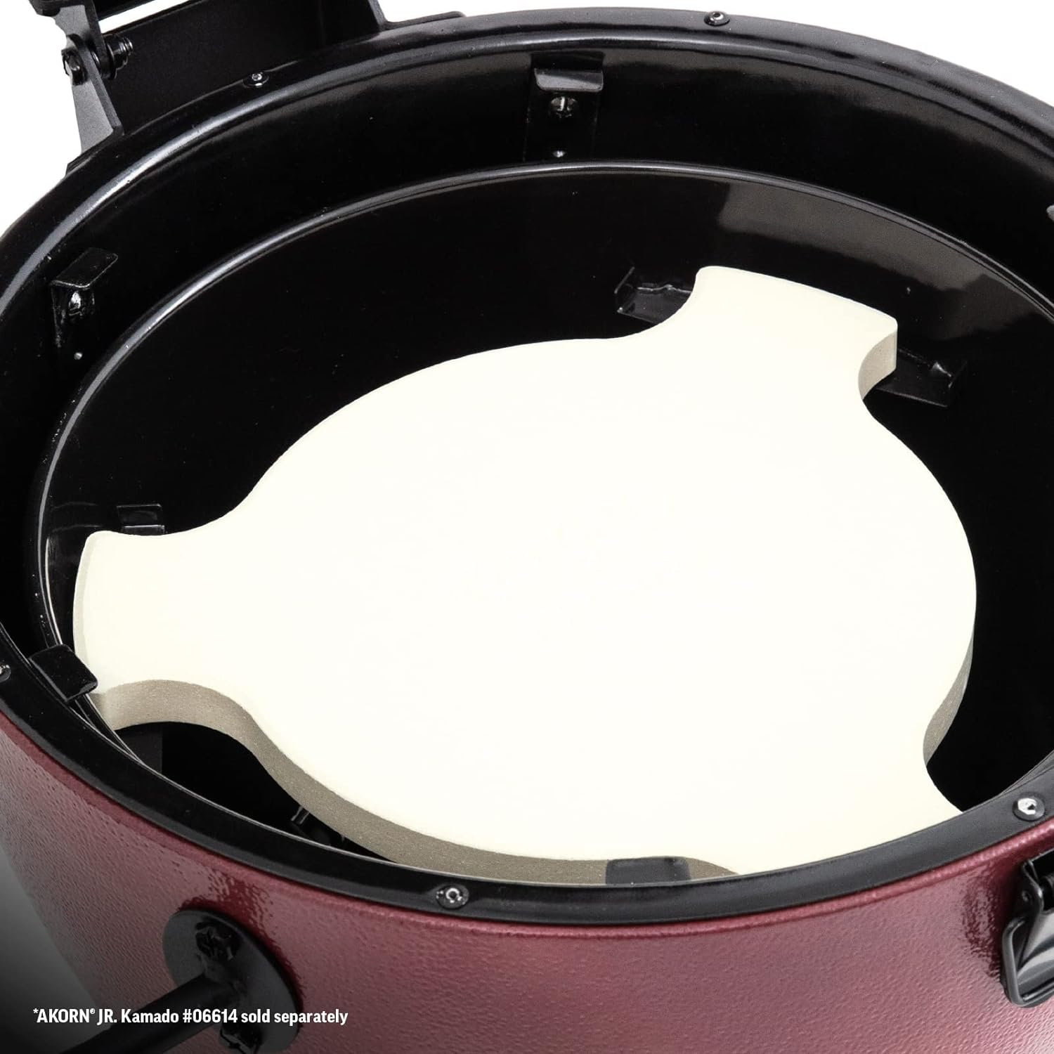 Char-Griller&reg; AKORN Jr Charcoal Grill and Smoker Ceramic Smokin' Stone Accessory for Low-And-Slow Indirect BBQ Smoking Methods in Ivory, 11.75" L X 11.75" W, .75" H, Model 6211 image number 3