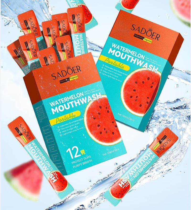 Portable Watermelon Mouthwash, 20 Pack, 10Ml Single-Use Portions, Fresh Breath Formula image number 2
