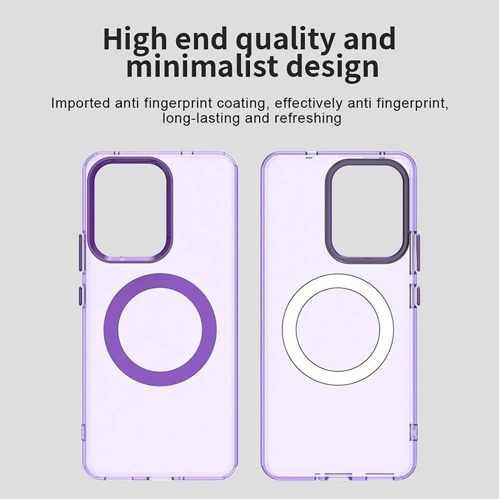 SEAHAI Case for Oppo Reno 13 FS (Oppo Reno 13F 5G/4G) with Magnetic Adsorption Function, Ultra Thin Matte Translucent Hard PC Silicone TPU Bumper Protective Case Shockproof Mobile Phone Case Purple - Blue image number 4