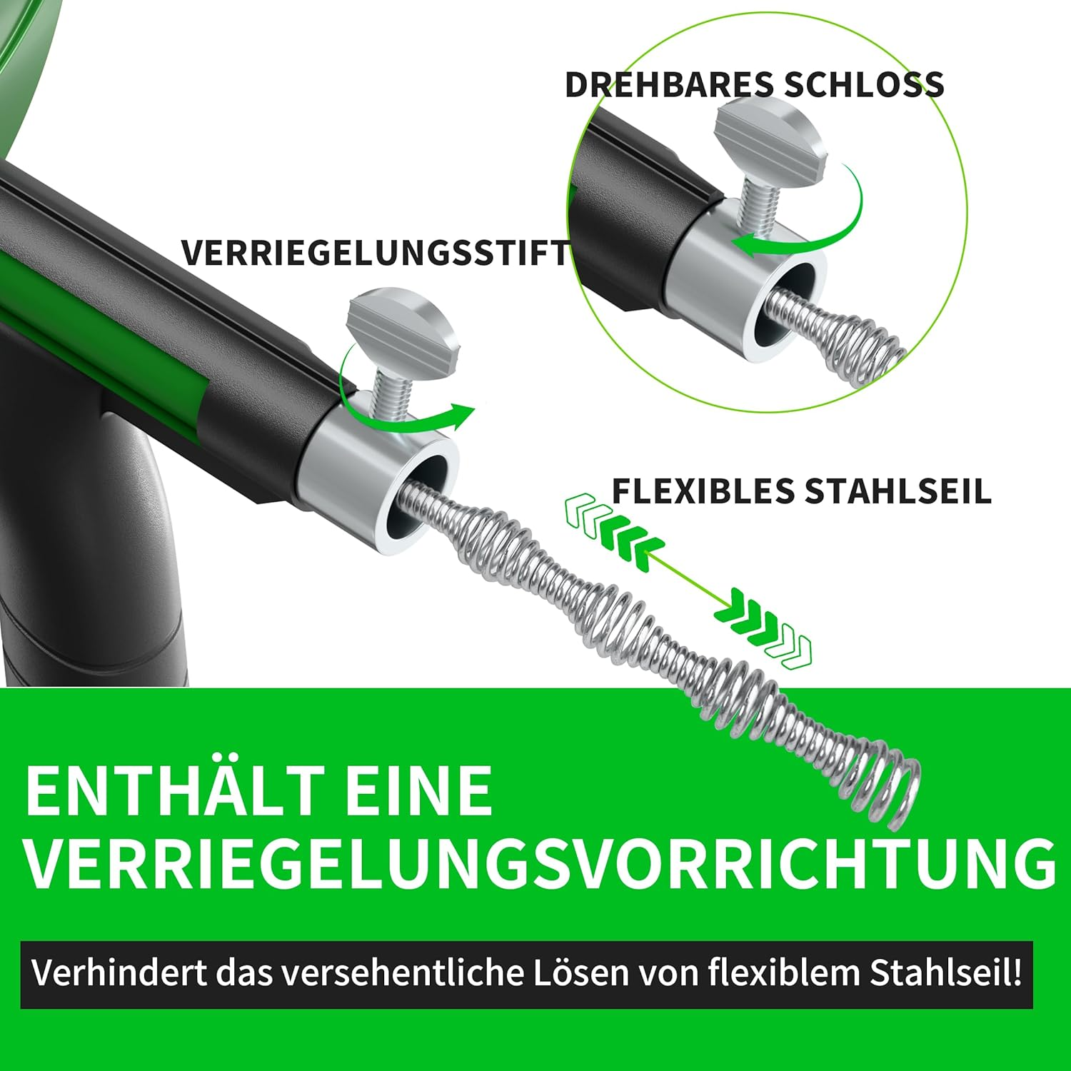 BACOENG Pipe Cleaning Spiral [15 M], Drain Cleaner Spiral for Pipe Cleaning, Drain Cleaning with Drain Spiral to Remove Hair and Blockage, Green