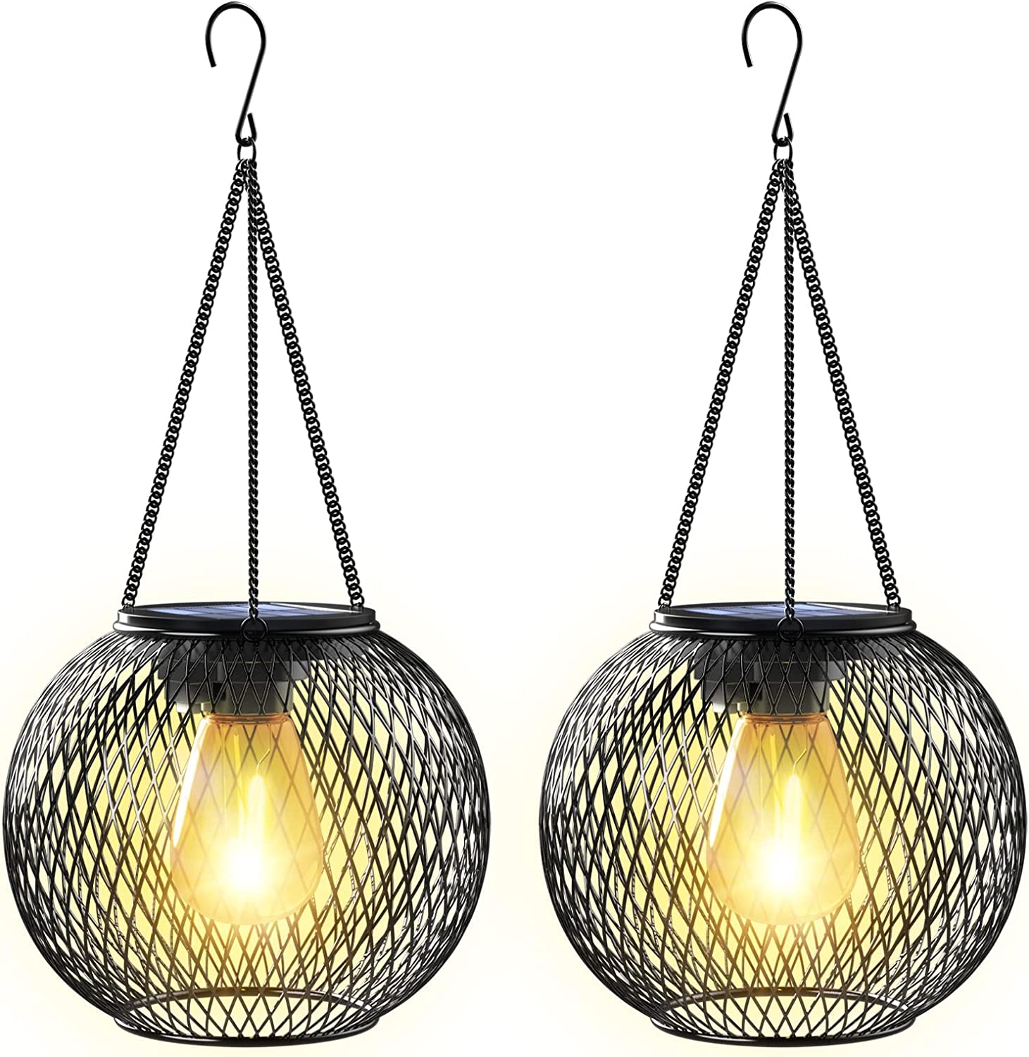 Kagoling Solar Lantern Outdoor, Upgraded Hanging Solar Lights Outdoor Garden Metal Hanging Lanterns Decorative Lighting Solar Powered Waterproof Tree Lantern for Garden Yard Patio Pathway, 2 Pack image number 5