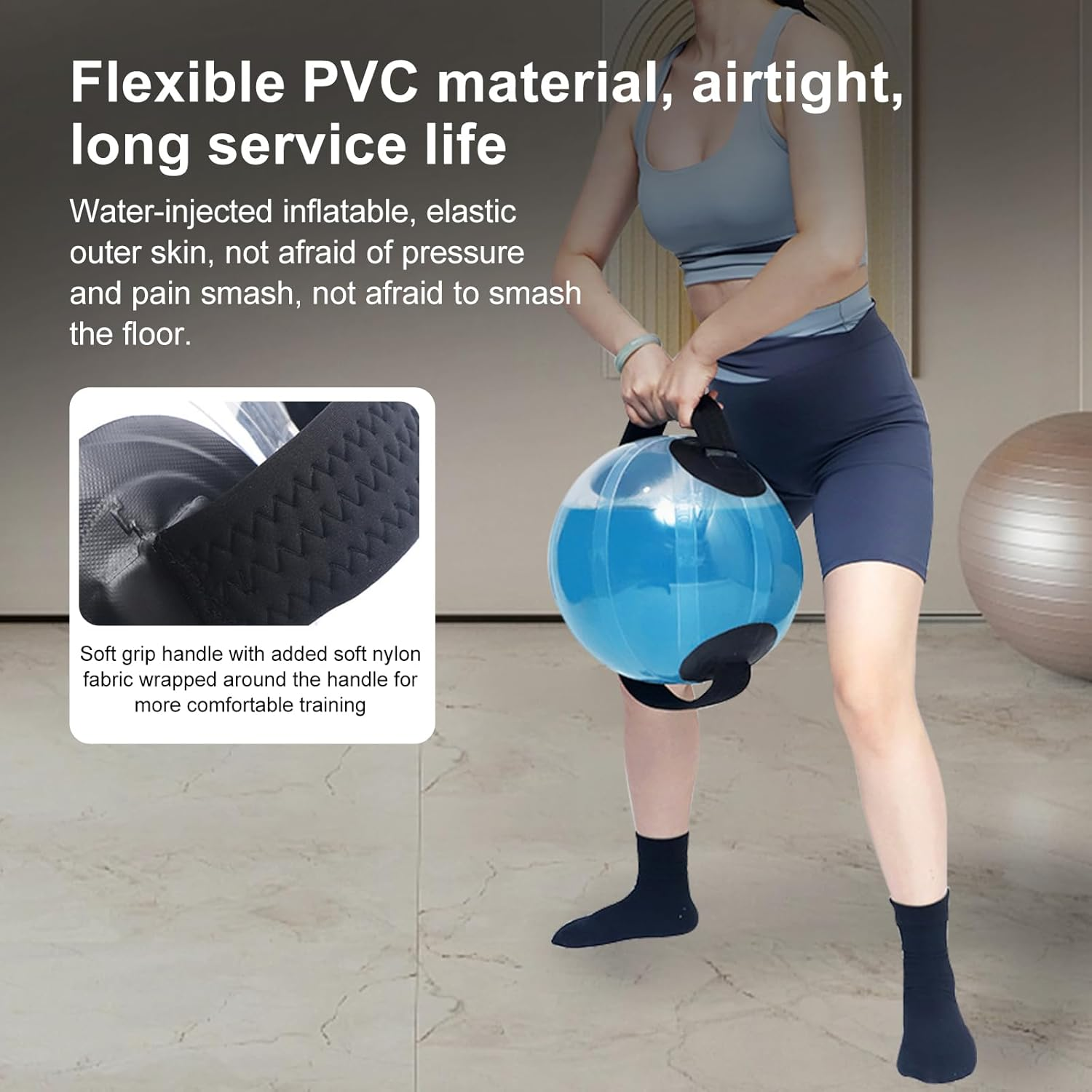 Water Weight Aqua Bag, Portable Lightweight Adjustable Weight Exercise Water Bag with Handle, Inflatable Aqua Bag for Home, Fitness image number 3