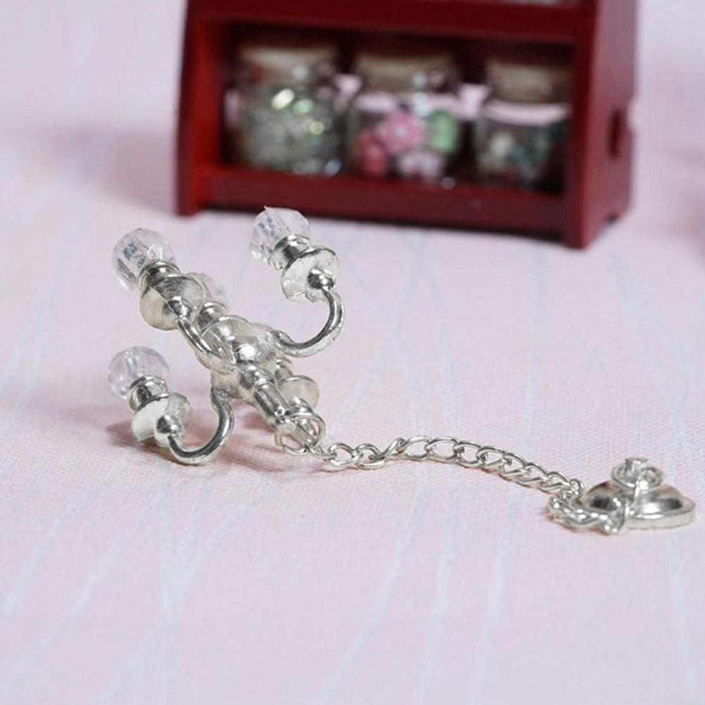 Kisangel 2Pcs Miniature Hanging Crystal Chandelier for Dollhouse Decoration Elegant Ceiling Light for Miniature Scenes Finish image number 6