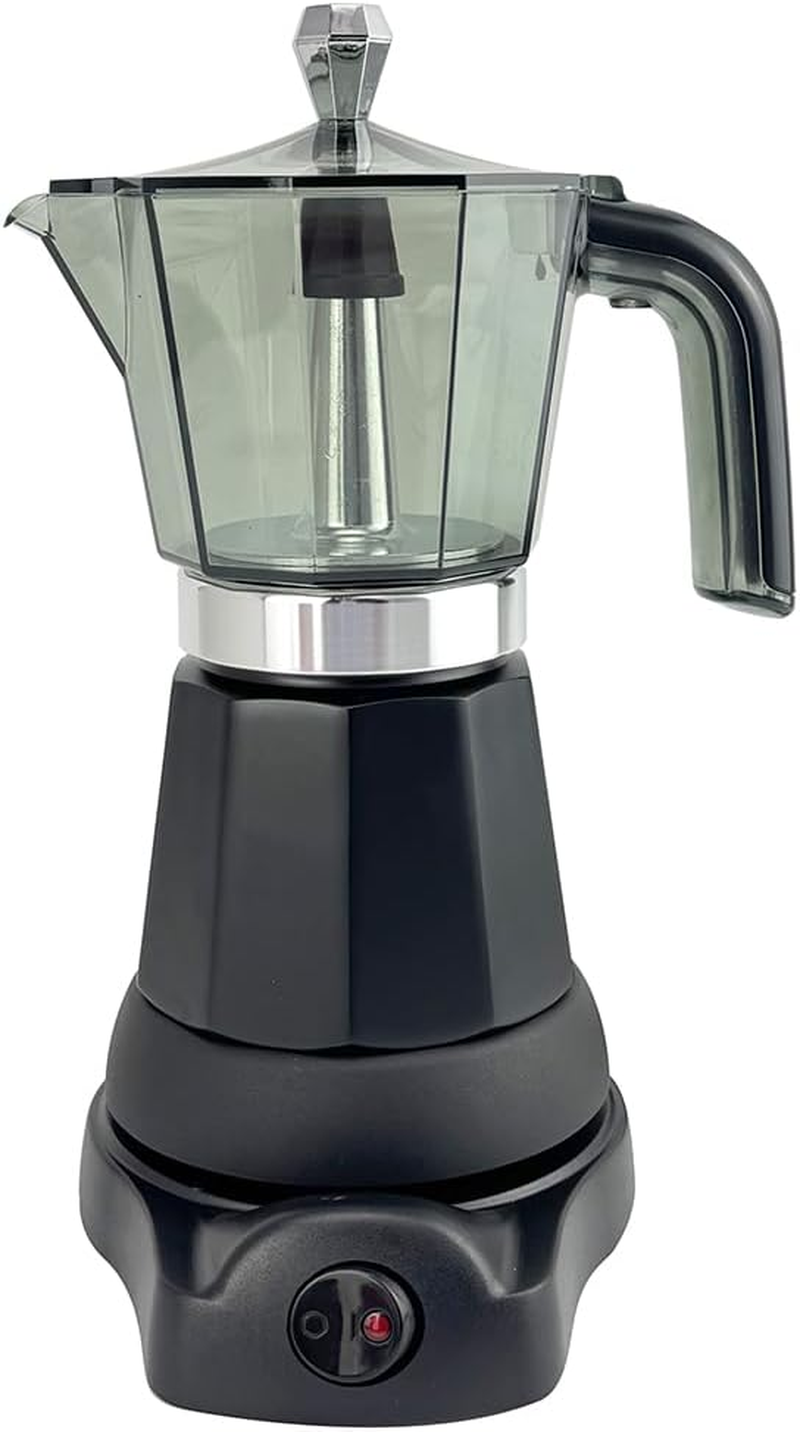 Mornest Electric Moka Pot Coffee Maker, Electric Espresso Maker Auto Shutoff, Italian Classic, 360 Degree Rotating Base, Portable Home Travel, 3/6 Cups (150/300Ml) (Orange, 3 Cups)