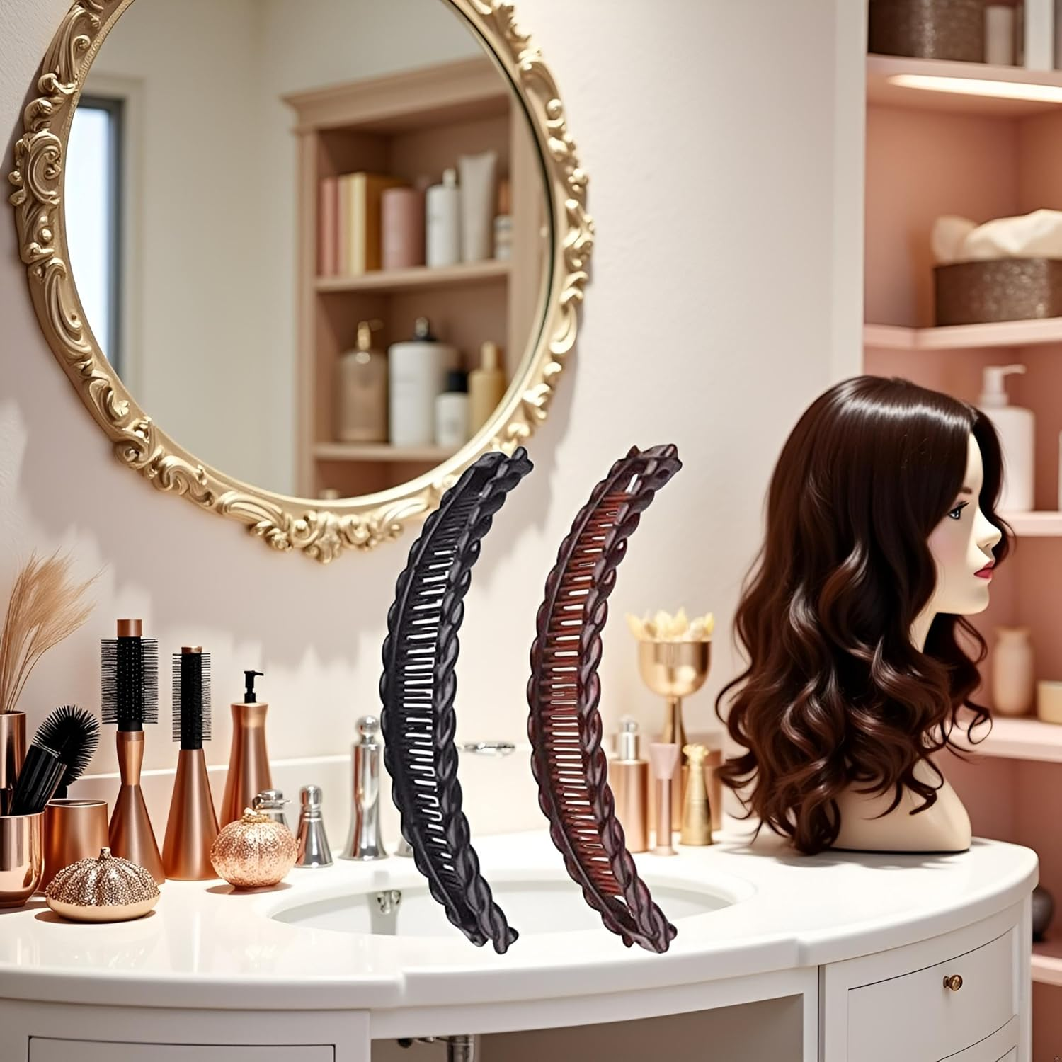 2Pcs Large Banana Clips Fish Clips Long Hair Clips Comb Grip Hair Accessories(Black and Brown) image number 5