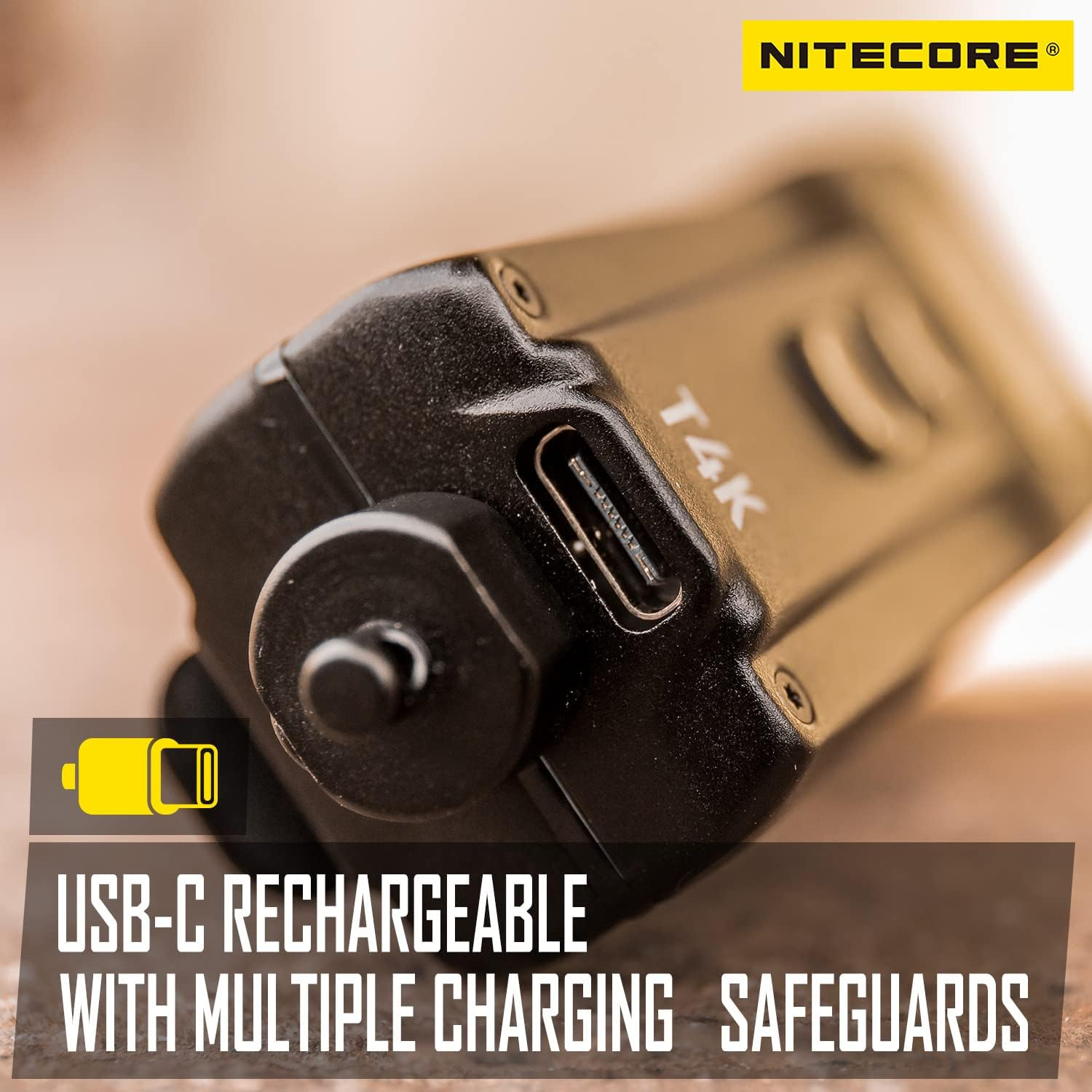 Nitecore T4K 4000 Lumen LED USB-C Rechargeable EDC Keychain Flashlight with NITECORE Tag image number 6
