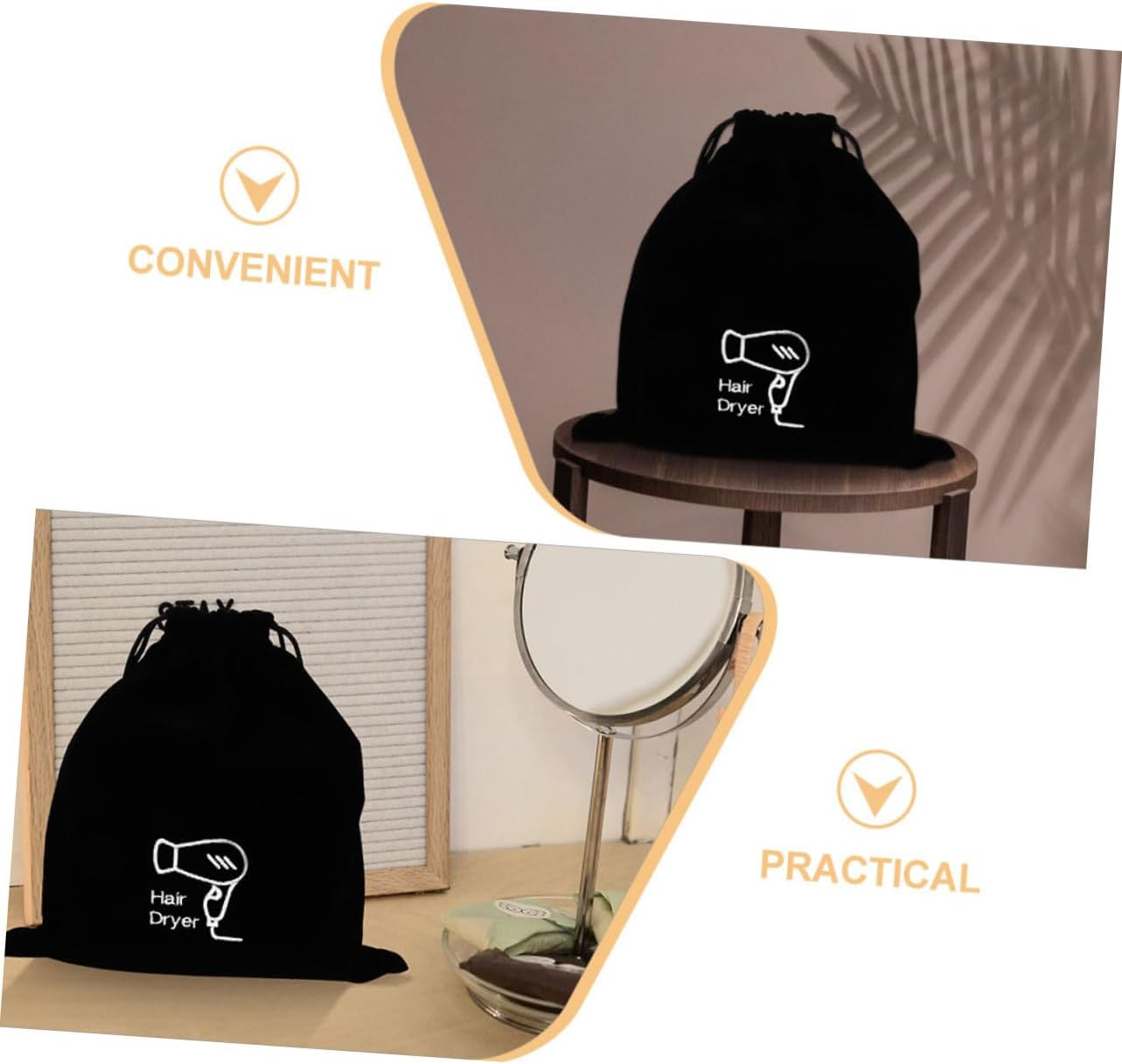 FRCOLOR 4Pcs Travel Bag for Hair Styling Tools Hair Dryer Organizer Drawstring Pouch image number 4