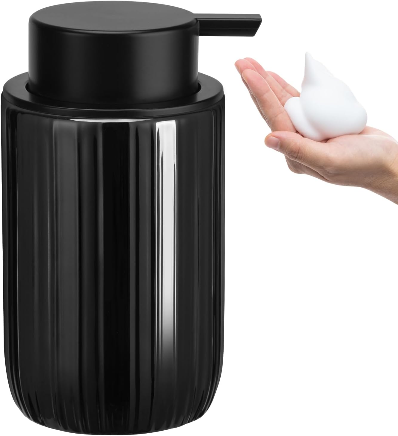 Soap Liquid Dispenser Ceramic with Easy-To-Press Pump Hand Liquid Dispenser (Can'T Foam) for Shampoo Bathroom Countertop 13.5 Oz