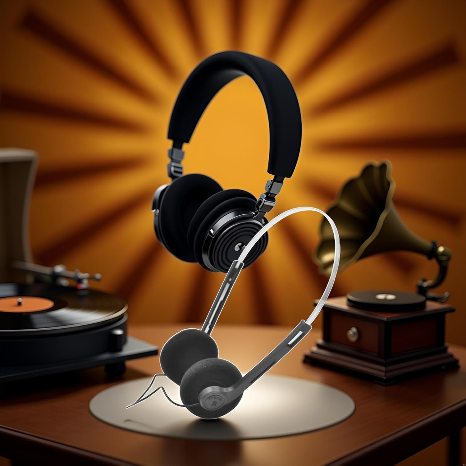 Retro Over-Ear Headphones,Wired Stereo Headphones, Headphone,Lightweight Portable Headphone with Adjustable Headband,Electronics (Black)