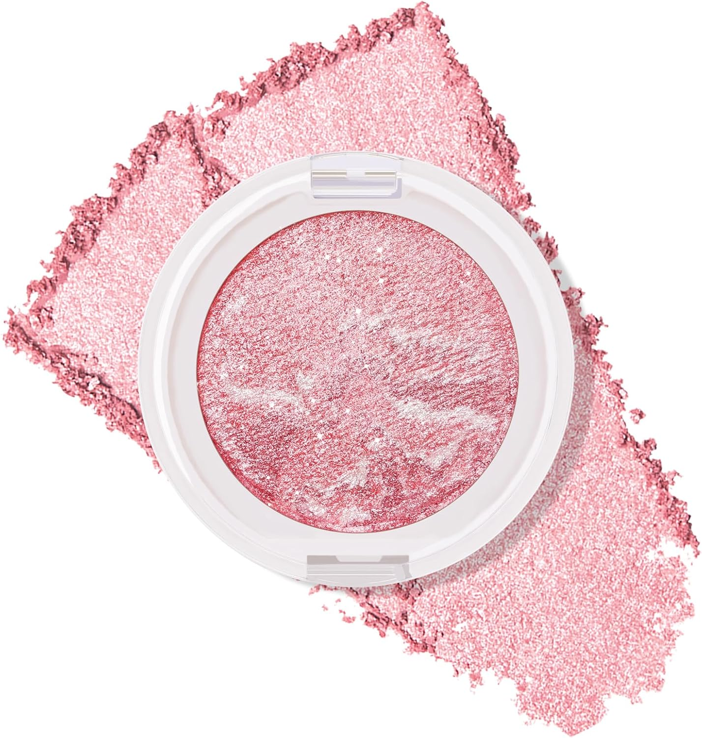 DAGEDA Baked Blush, Matte & Smooth Brighten Marbleized Blush, Highlighter Powder Palette, Lightweight, Shimmery and Highly Pigmented Powder Flush for Natural Glow Finish (Coral)