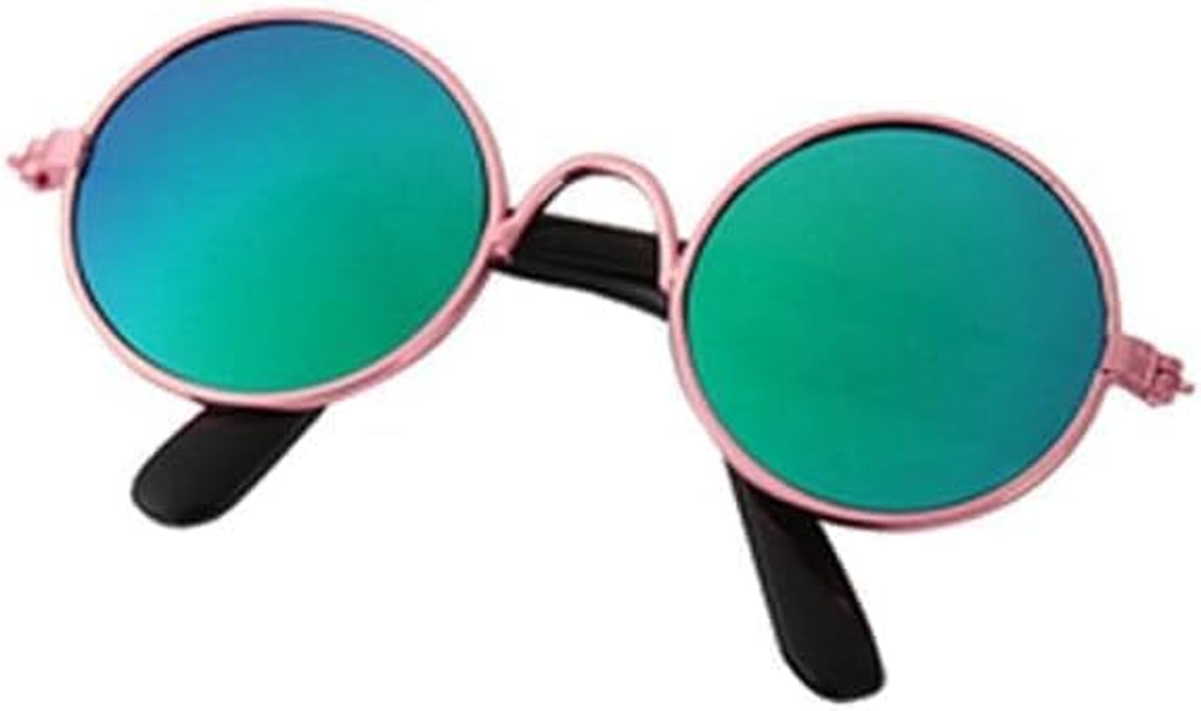 Pet Sunglasses Dog Products Lovely Vintage round Reflection Eye Wear Glasses for Small Props Dog Photos J8K3 Pet Accesso - Colorful Reflect image number 5