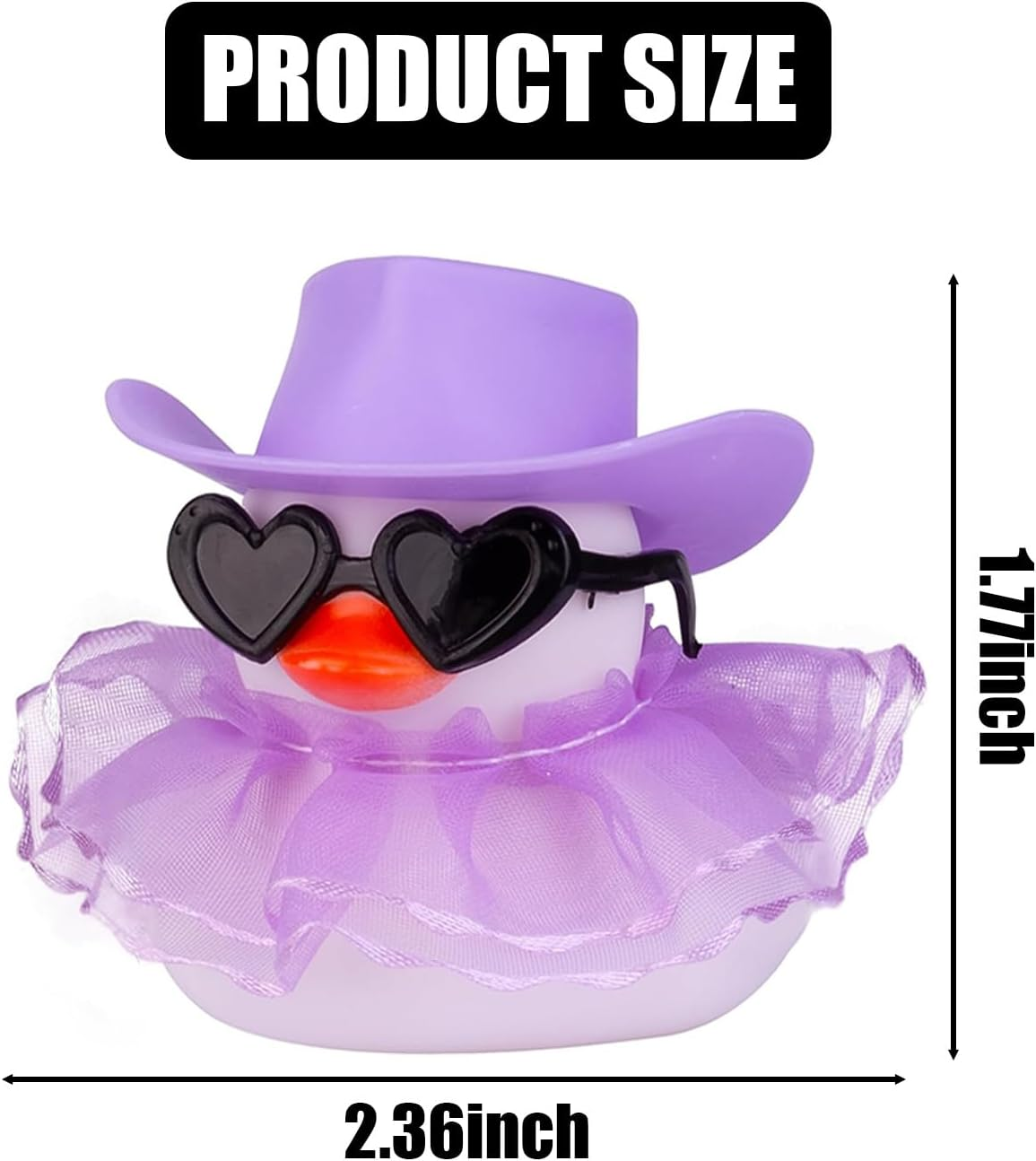 2 Pcs Mini Rubber Ducks with Skirt and Glasses, Cute Car Dashboard Decoration Accessories image number 2