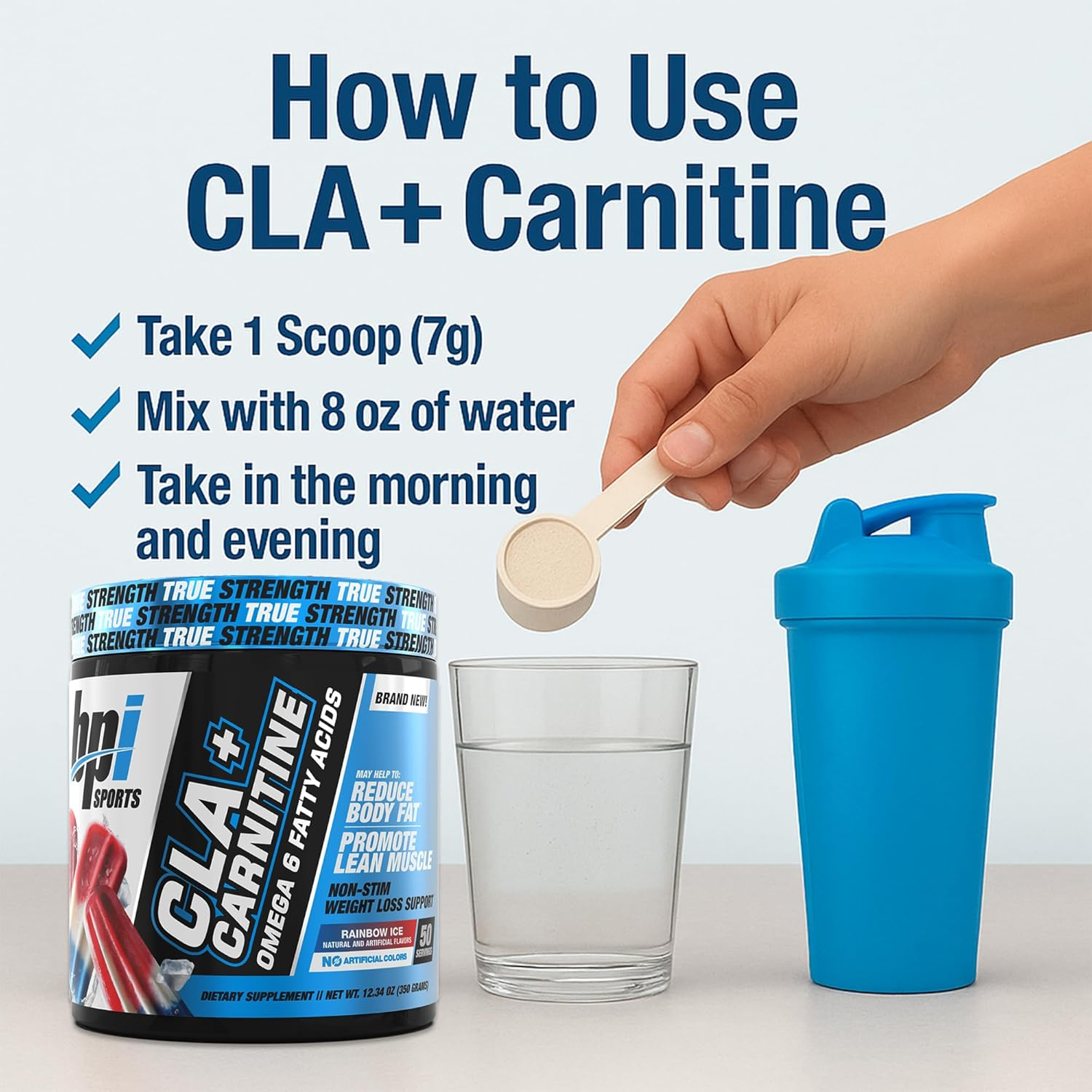 BPI Health CLA + Carnitine, 50 Servings, Rainbow Ice, 0.32 Kilograms
