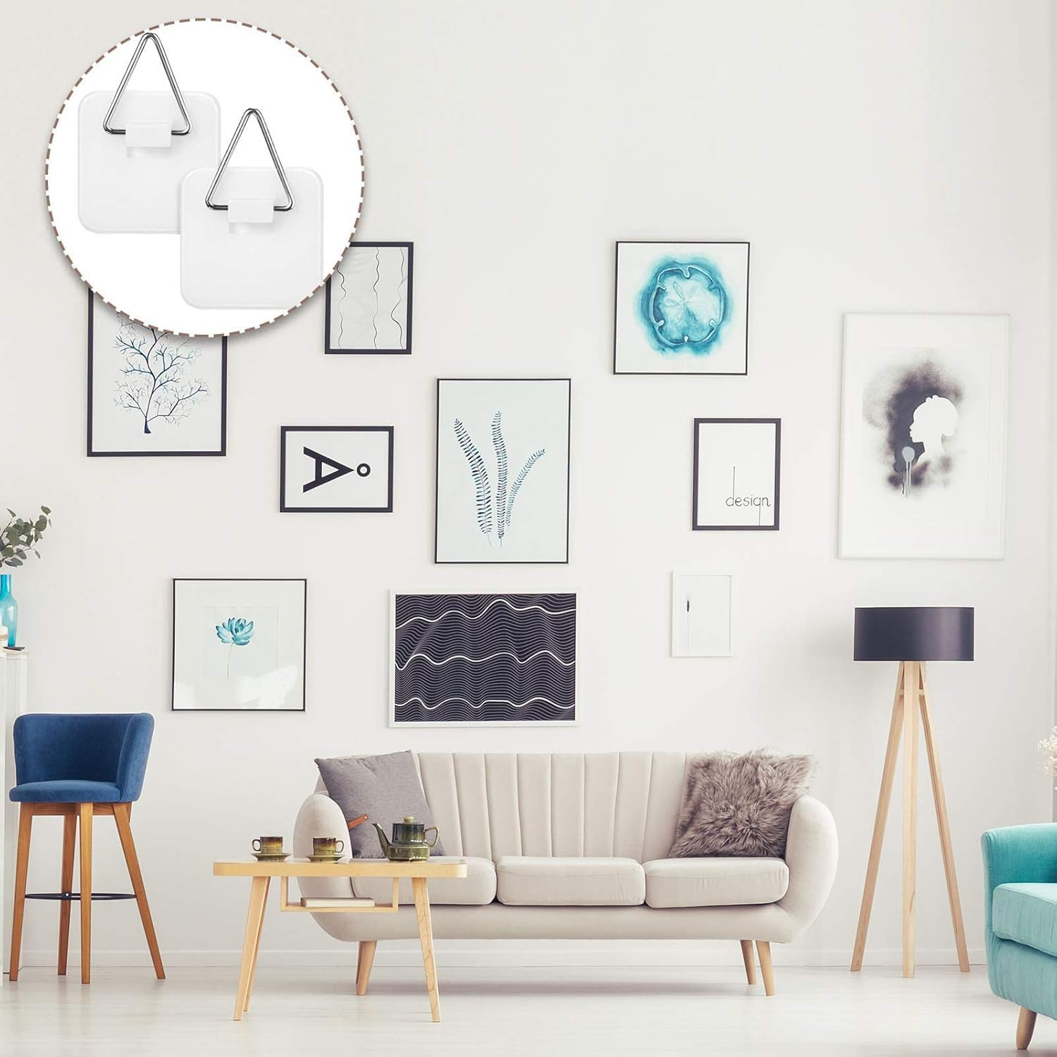 30Pcs Invisible Adhesive Plate Hangers, Wall Plate Hanger Display Holder, 1.25 Inch Square Plastic Invisible Plate Holders, Picture Hanger Hanging Hooks for Decorative Plates and Wall Art image number 1