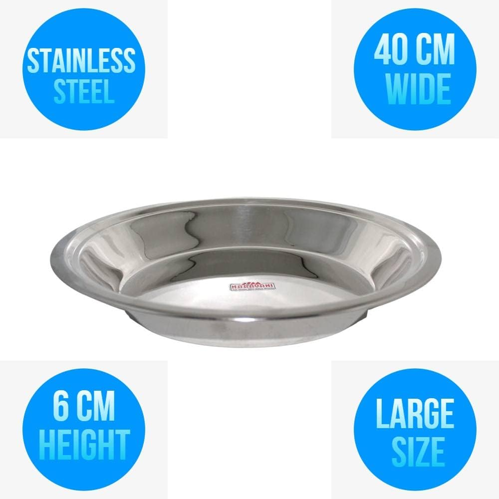 Stainless Steel Indian Parat Parant Pie Pan Dough Maker Dough Kneader Plate (L) image number 6