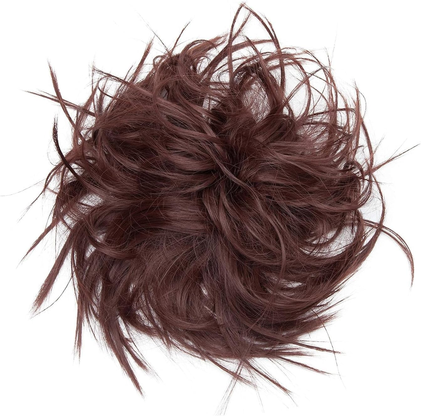 Hairro Messy Bun Hair Piece, Tousled Wavy Hair Pieces for Updos, Fluffy Tousled Short Ponytail Extension for Women Girls，45G #33 Auburn image number 5