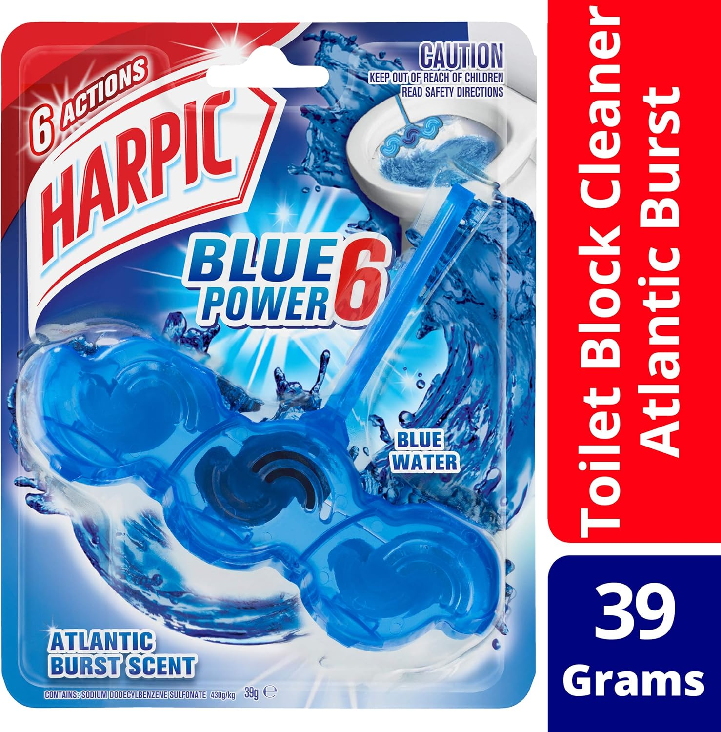 Harpic Blue Power Toilet Block Cleaner, Atlantic Burst (Pack of 1) image number 6