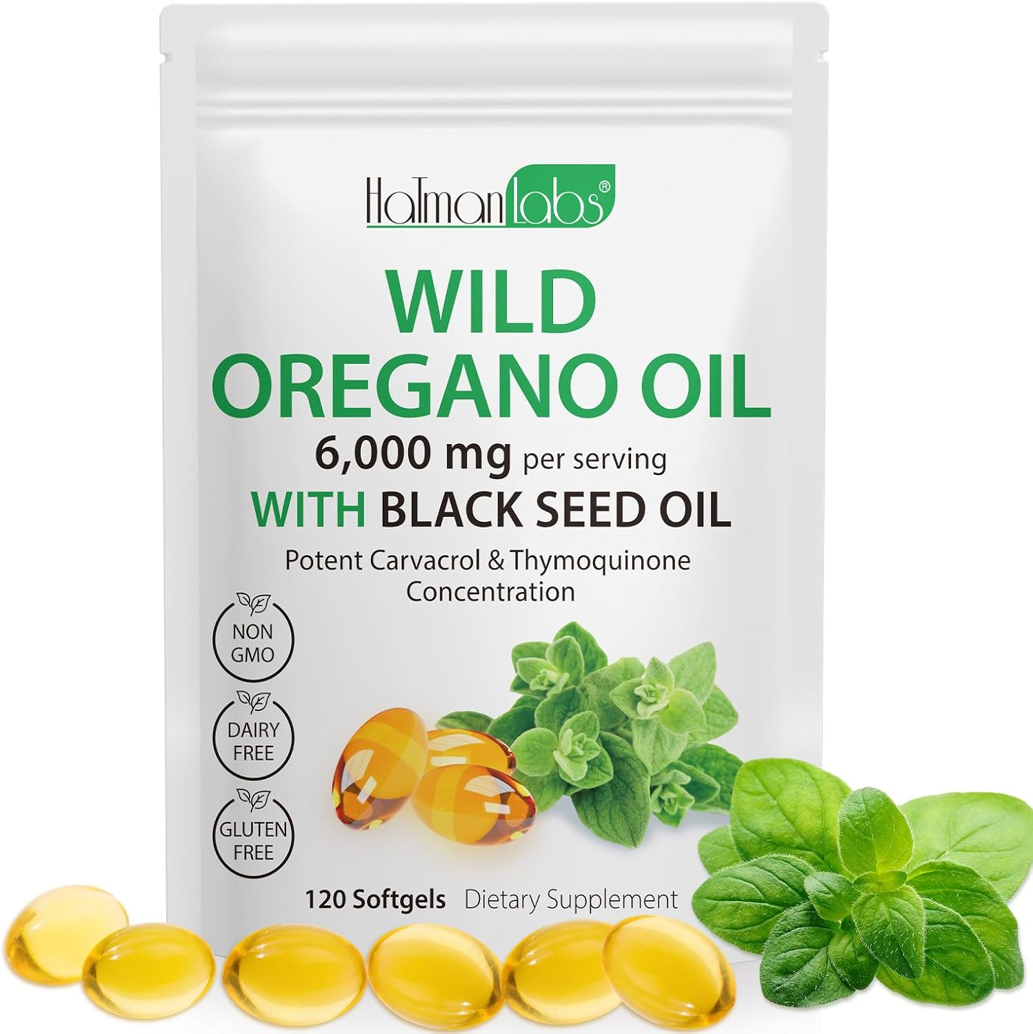 Oil of Oregano with Black Seed Oil Softgels 120 Count | Wild Oregano Oil 6000Mg per Serving | 2-In-1 Blend with Black Seed Oil 200Mg | Carvacrol & Thymoquinone | Plant-Based, Non-Gmo Formula | Premium Quality, Vegan-Friendly image number 4