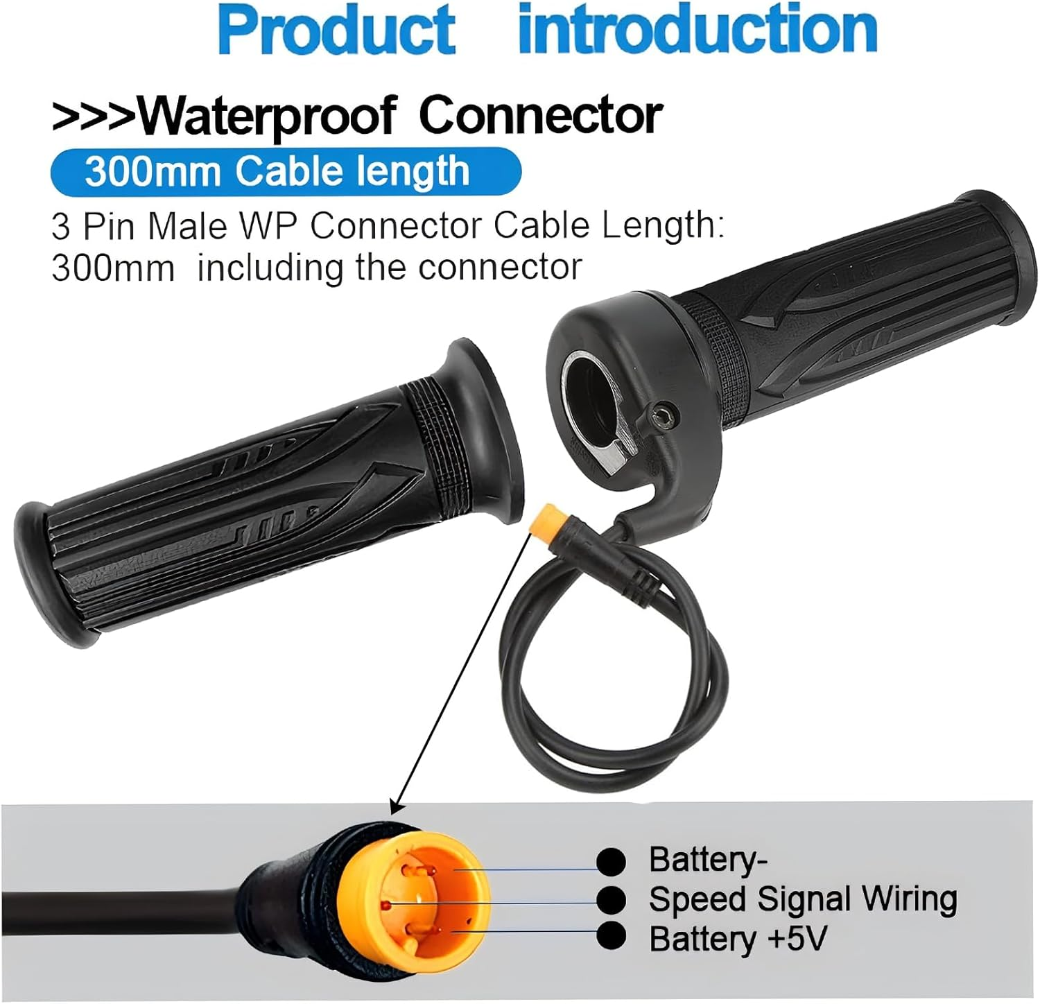 Ebike Throttle, 20X Full Twist Throttle for Ebike, Electric Bicycle Scooter Handlebar for Conversion E-Bikes or Scooters, 3 PIN Plug, 12V-72V Twist Throttie - 3 Pin Sm Plug image number 3