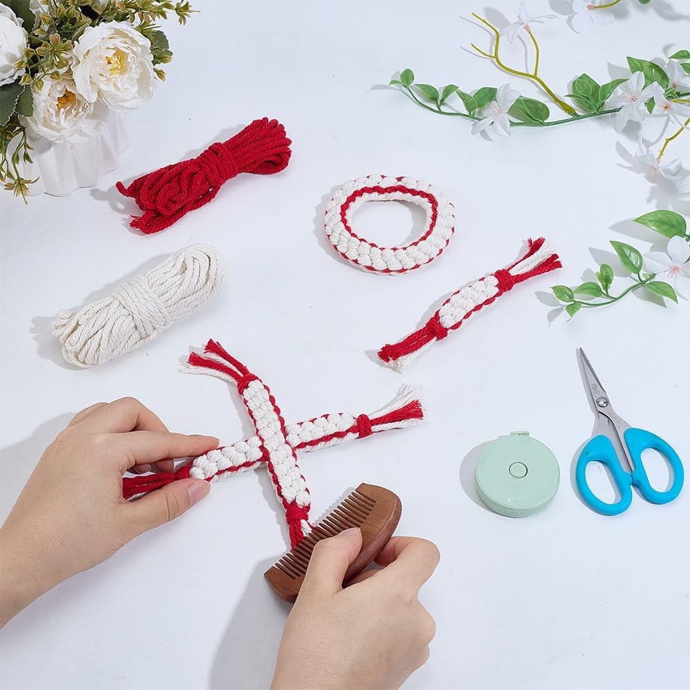 FREEBLOSS 3 Set Valentine'S Day Dog Chew Toys Kit Heart Shaped Dog Rope Macrame Kit Valentine'S Day Puppy Throwing Toy for Pet Teeth Cleaning Macrame Kit for Beginners image number 4