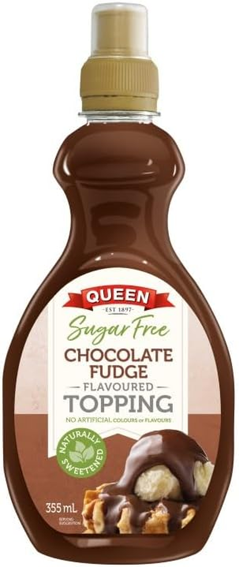 Queen Chocolate Fudge Sugarfree Topping 355 Ml image number 1