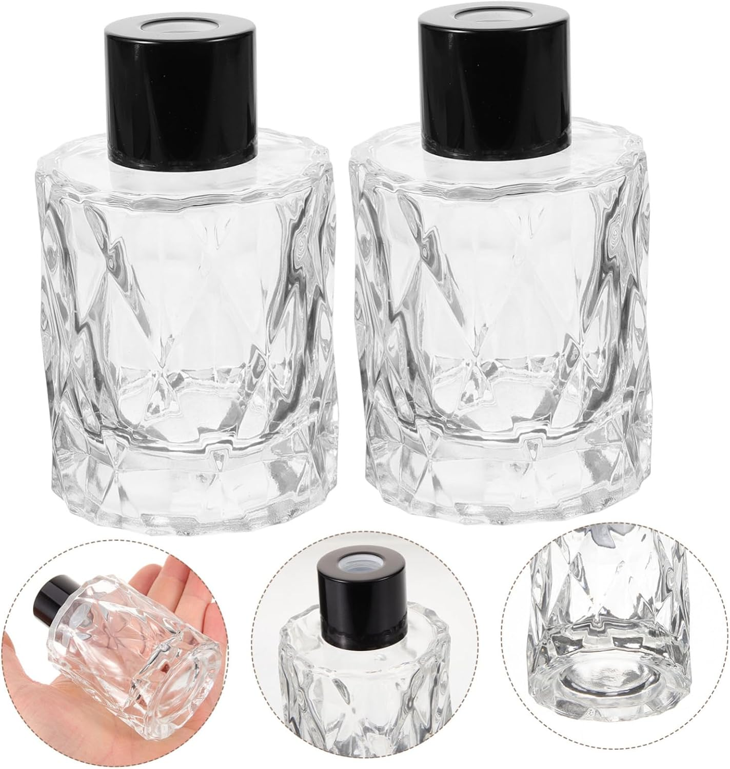 4Pcs Vintage Glass Diffuser Bottles 50Ml Empty Reed Essential Oil Perfume Containers for Home Aromatherapy and Bedroom Fragrance Decoration image number 2