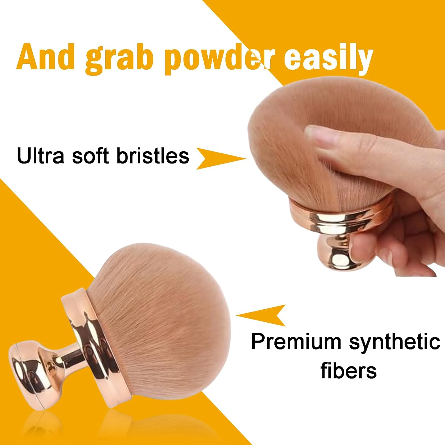 Rylaxzon Extra Large Body Self Tanner Powder Brush, Blush Brush and Makeup Brush - Soft Dense Foundation and Body Brush for Full Coverage, Buffing, Blending and Contouring (Black) image number 5