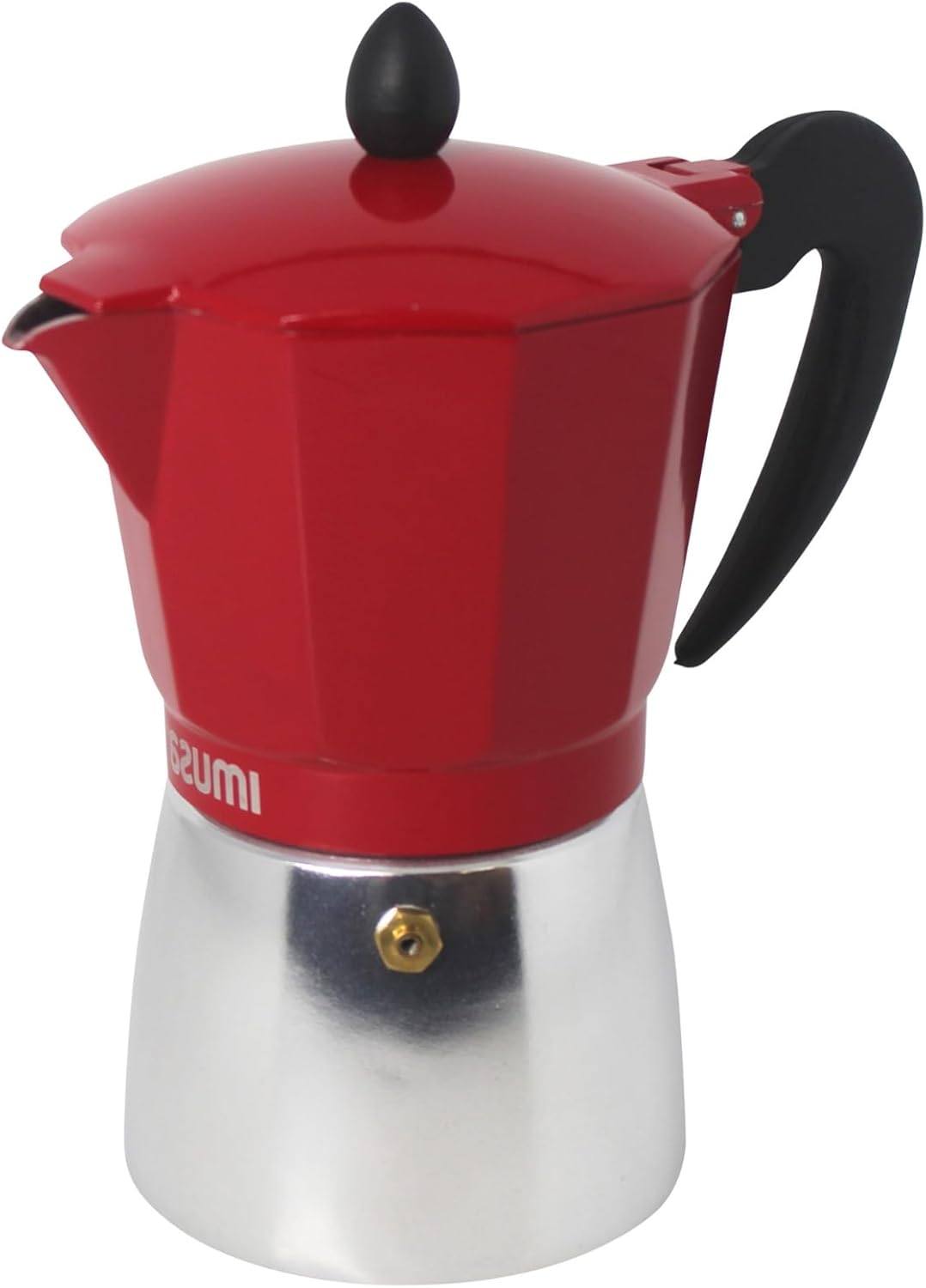 IMUSA USA Red Aluminum Stovetop 6-Cup Classic Italian and Cuban Espresso Maker (B120-43T), Silver/Red image number 5