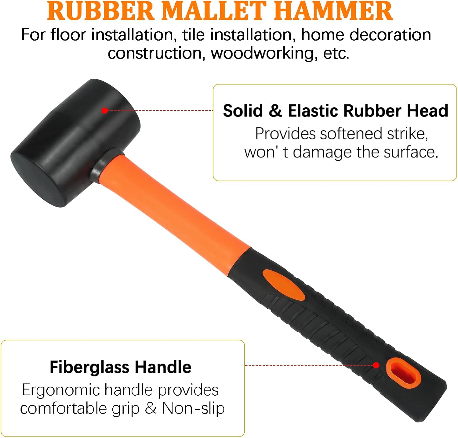 Floor Gap Fixer Tool for Laminate Floor Gap Repair Plank Grabber Includes Heavy Duty Aluminum Suction Cup and Fiberglass Handle Rubber Mallet (Can'T Use on Scraped Surface Floor) image number 6