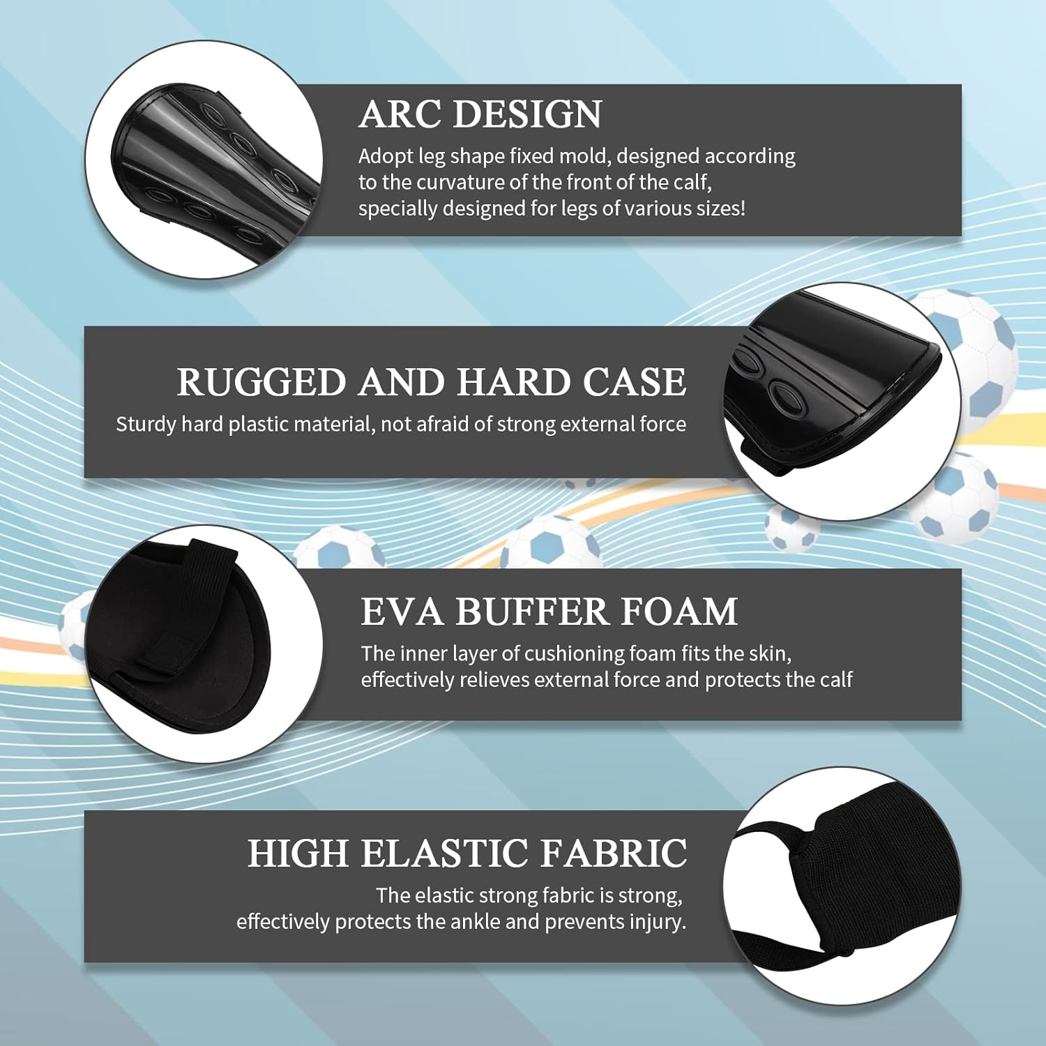 Kids Adults Football Shin Guards, Soccer Shin Guards Eva Shin Pads, Football Shin Pad, Junior Shin Pads with Ankle Protection, Leg Shin Guards, for Boys Girls Teenagers image number 6