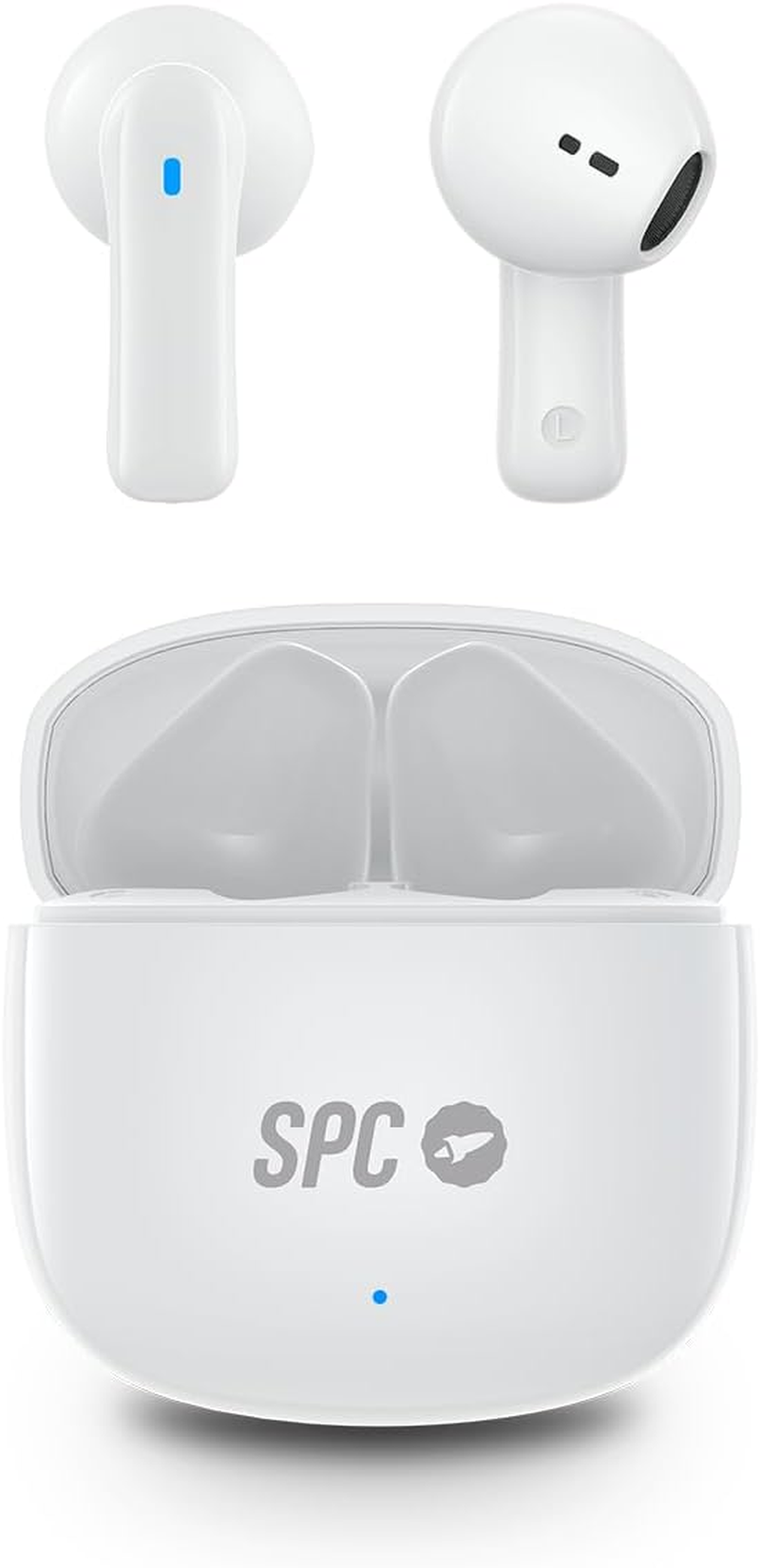 SPC Zion 2 Play Bluetooth Headphones In-Ear with 28 Hours Battery Life on Multiple Charging, Ultra Compact, Hands-Free Calling, Voice Assistant and Very Small USB-C Charging Case - White
