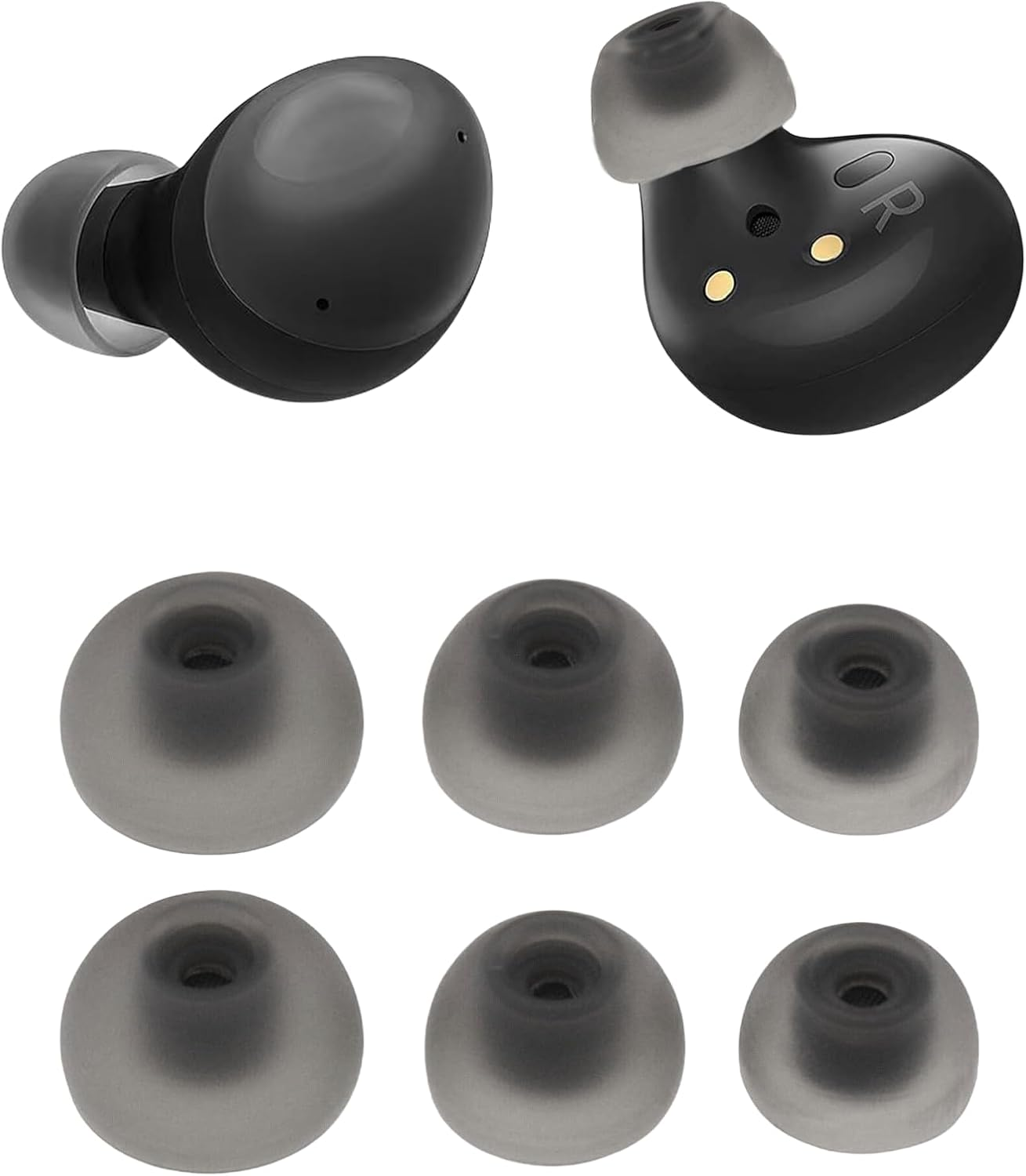 Lyvixora 3 Pairs Ear Tips for Samsung Galaxy Buds 2 R177,Silicone Replacement Earbuds Tips with Dust Guard, Secure Fit & Anti-Slip Design, Perfectly Fit in Charging Case (Black)