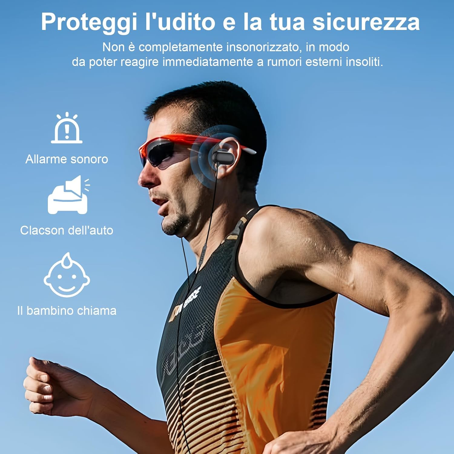 Open Ear Headphones with Cable Sports Headphones with Adjustable Ear Hook Microphone and Volume Control 3.5 Mm Headphones for Samsung A25 Iphone Ipad for MP3 MP4 Laptop Office Workout Music Aeroplane image number 2