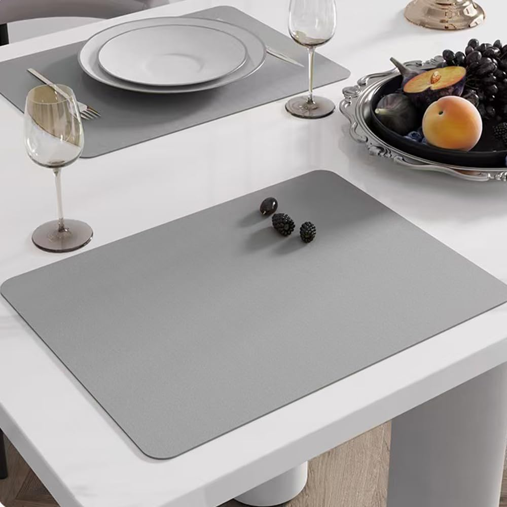 2 Pack Dish Drying Mat for Kitchen Counter &ndash; Super Absorbent, Heat Resistant with Non-Slip Rubber Back &ndash; Hide Stain, Easy to Clean, Coffee Machine, and Kitchen Draining (Grey, 40X60Cm) image number 5