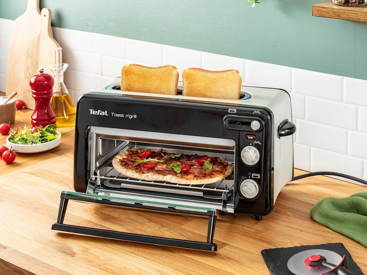 Tefal Toast N' Grill TL6008, 2-In-1 Toaster and Mini Oven, Very Energy Efficient and Fast, 1300 Watt, 43.5 X 28.5 X 22.5 Cm, Matte Black/Aluminium, 220-240V, 50-60Hz image number 3