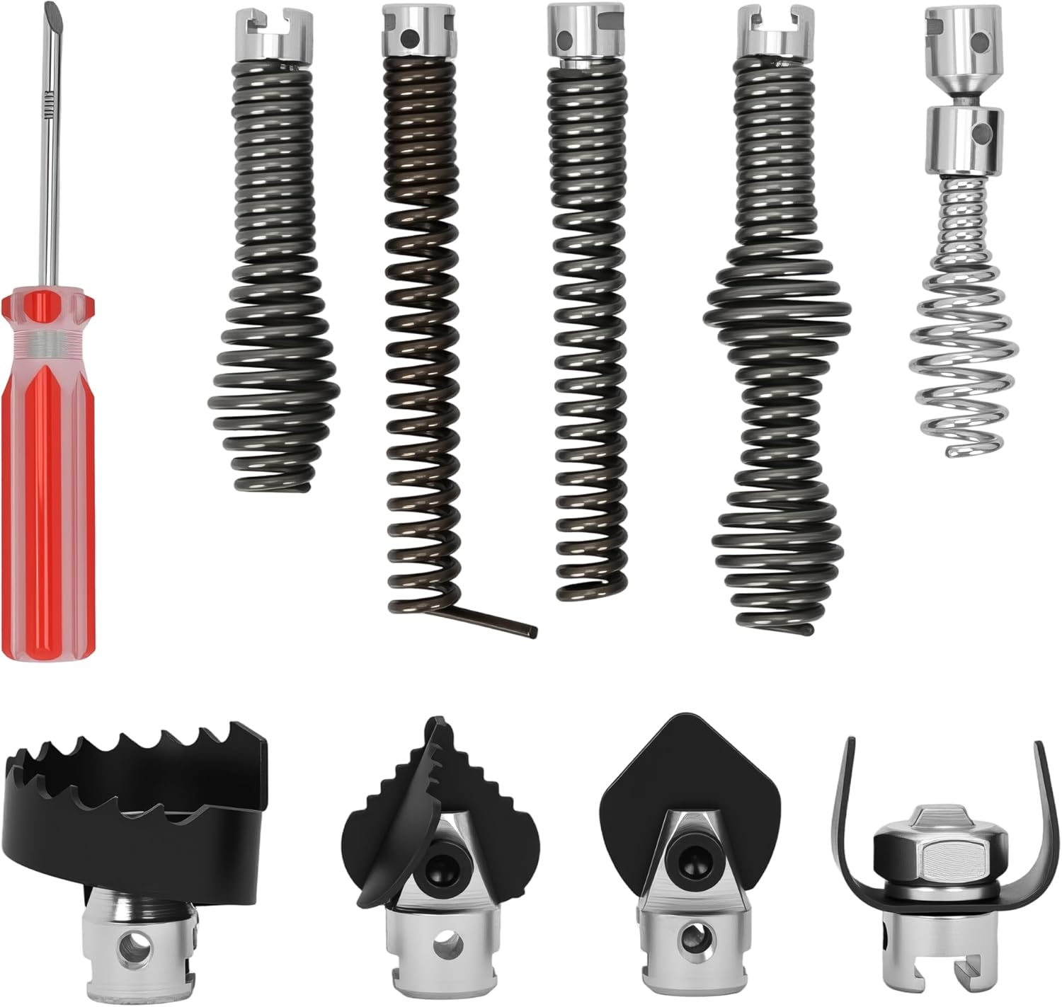 Ohbien Pack of 9 Drain Cleaners, Cutting Head, 16 Mm Manganese Steel Electric Pipe Cleaning Machine, Spiral Heads, Pipeline Excavator Machine, Cutting Head for Home, Kitchen, Living Room, Bathroom image number 4